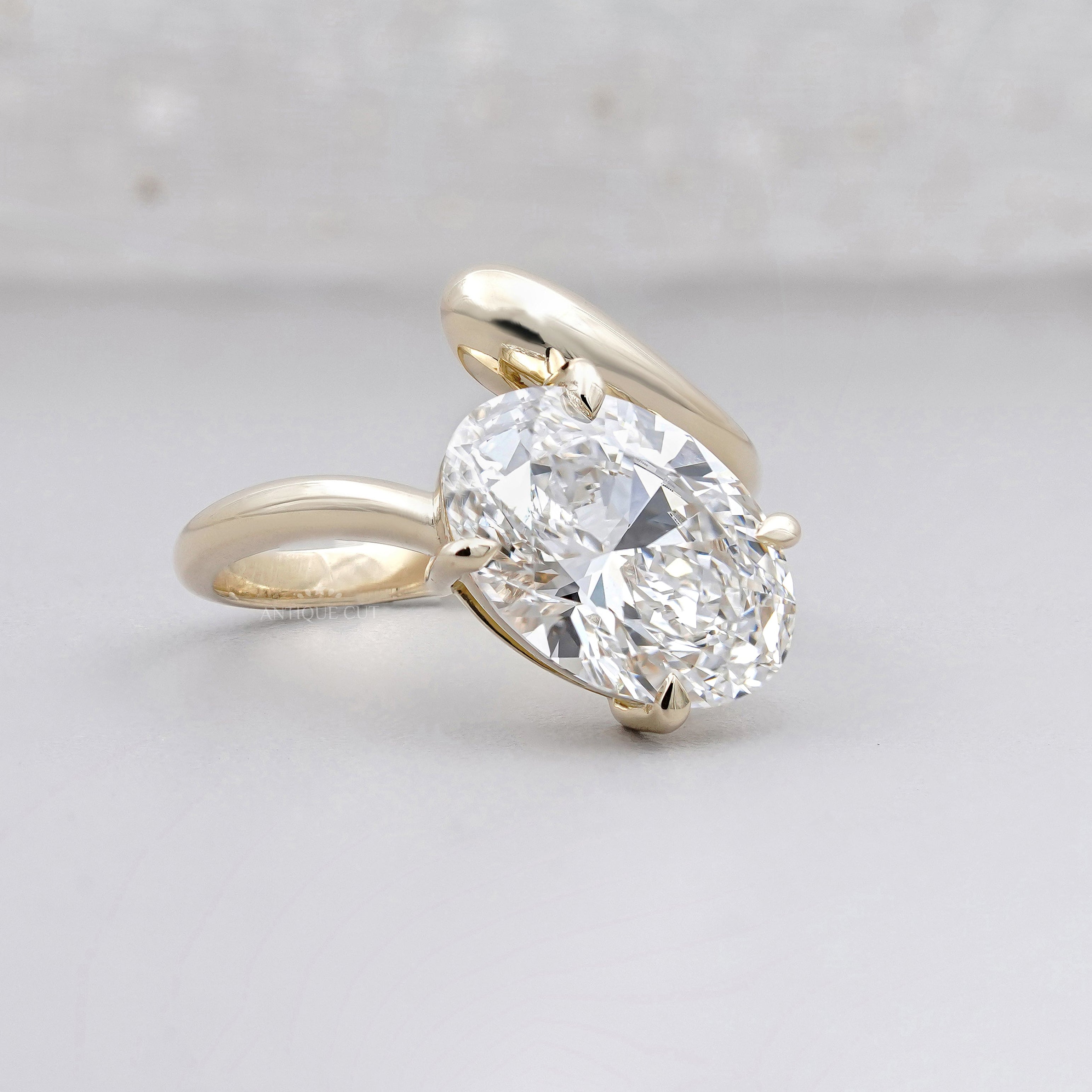 Oval lab grown diamond engagement ring