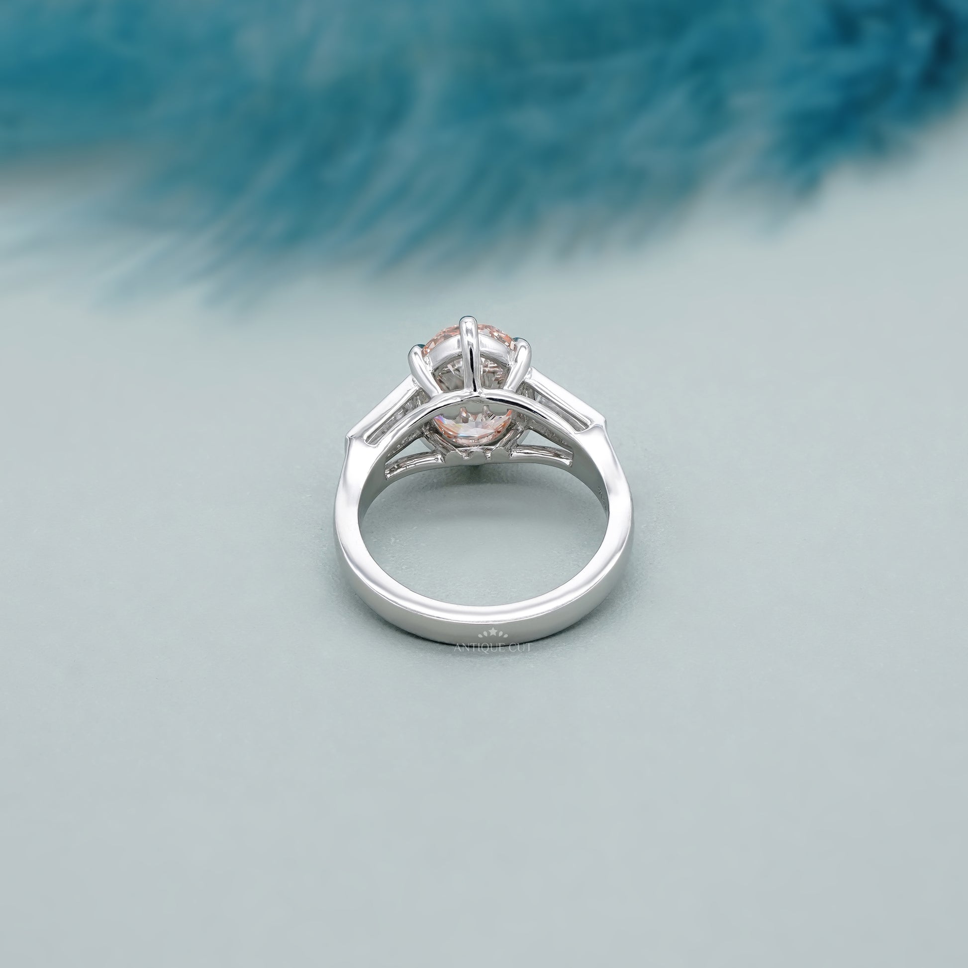 Oval 3.80tcw Fancy Pink Lab Grown Diamond Three Stone Ring | IGI Certified