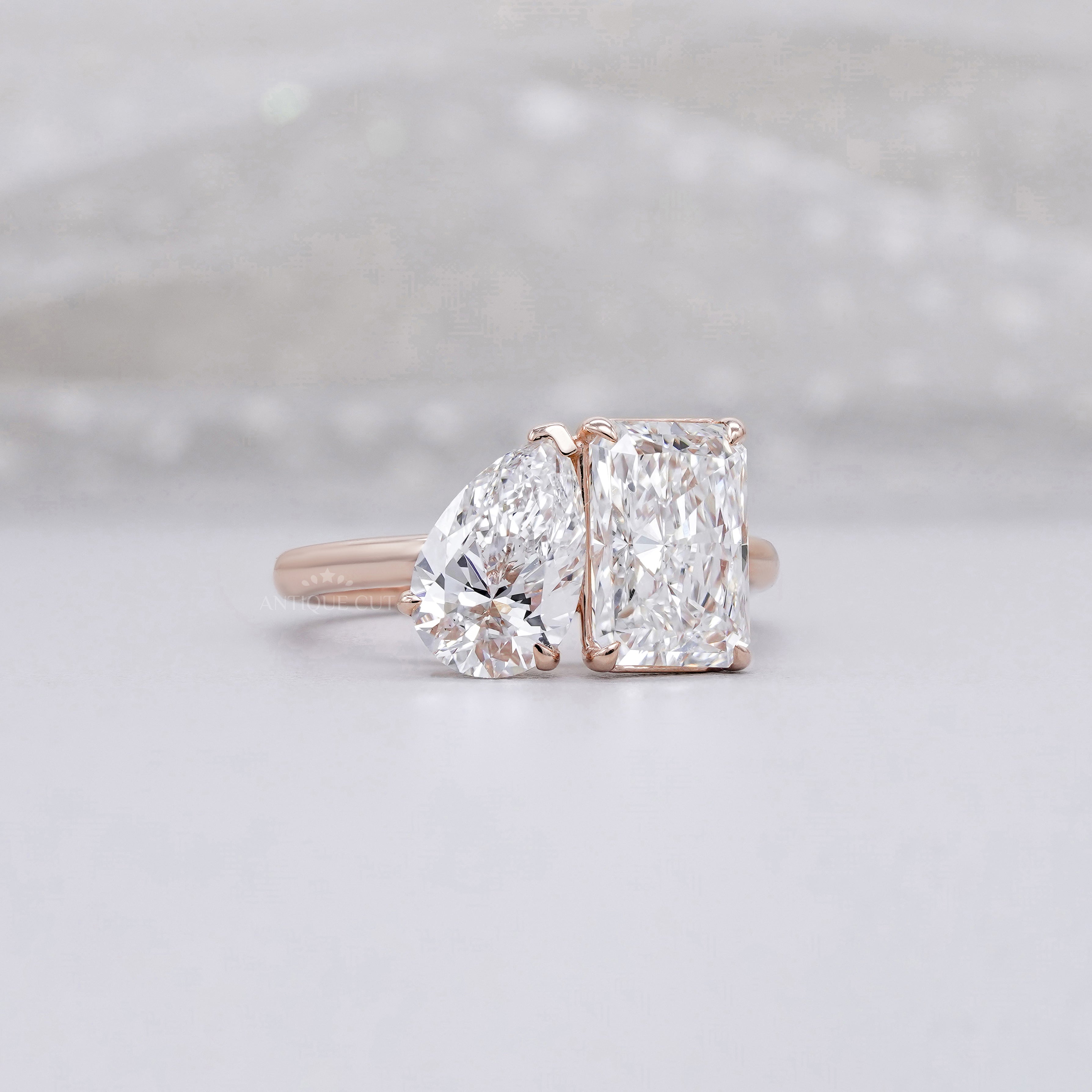 Elegant pear and radiant diamond ring design