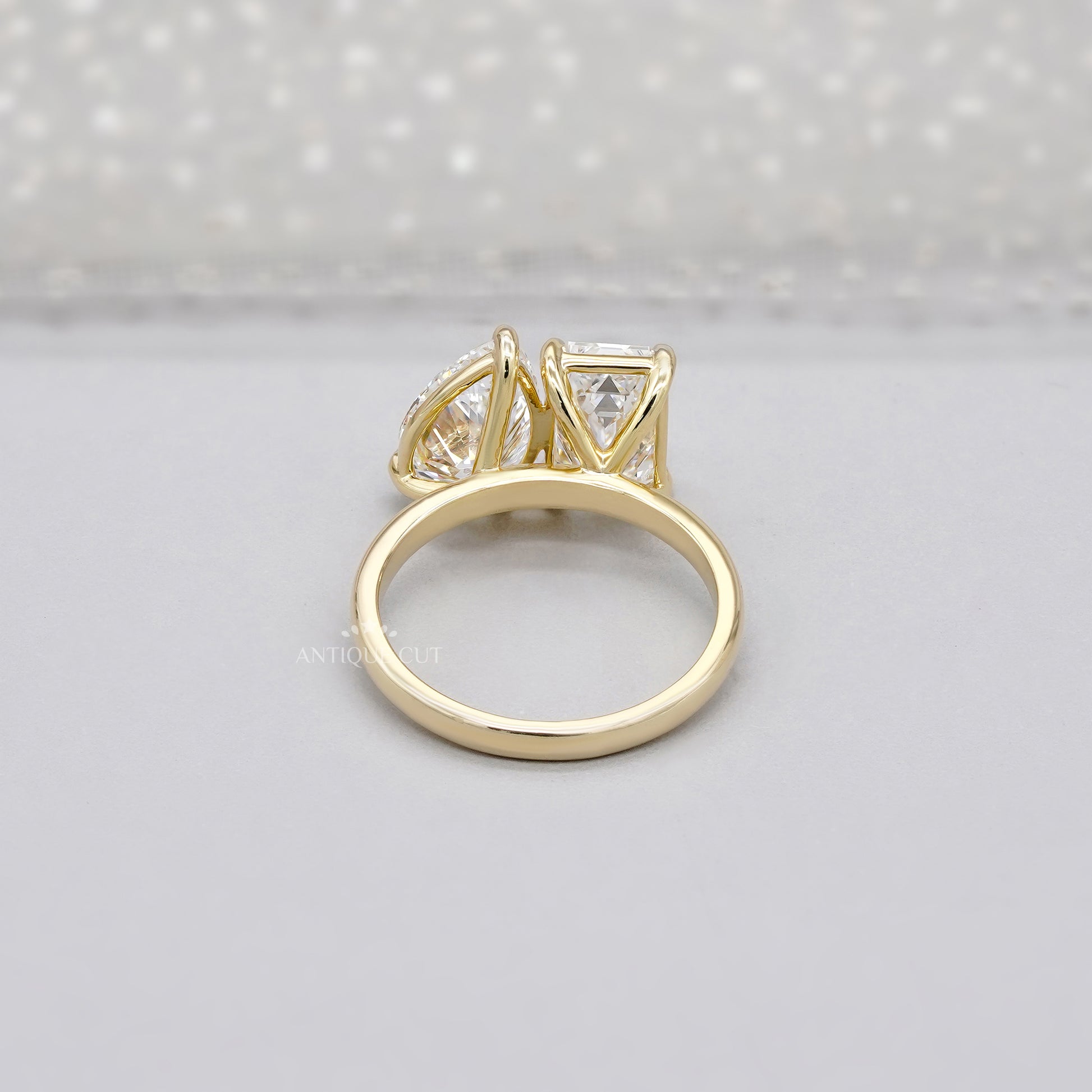 Emerald & Pear 4.00tcw Lab Grown Diamond Toi et Moi Engagement Ring | Yellow Gold | IGI Certified