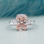 Cushion Fancy Pink Diamond Ring three stone white gold
