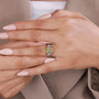 Three stone yellow pear diamond ring in white gold