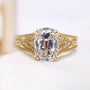 3.50 Carat Old Miner Cushion Diamond Engagement Ring | Vintage Inspired Scrollwork | Milgrain Band | Yellow Gold
