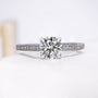 1.50 Carat Round Diamond Engagement Ring with Pave Band in White Gold | IGI Certified