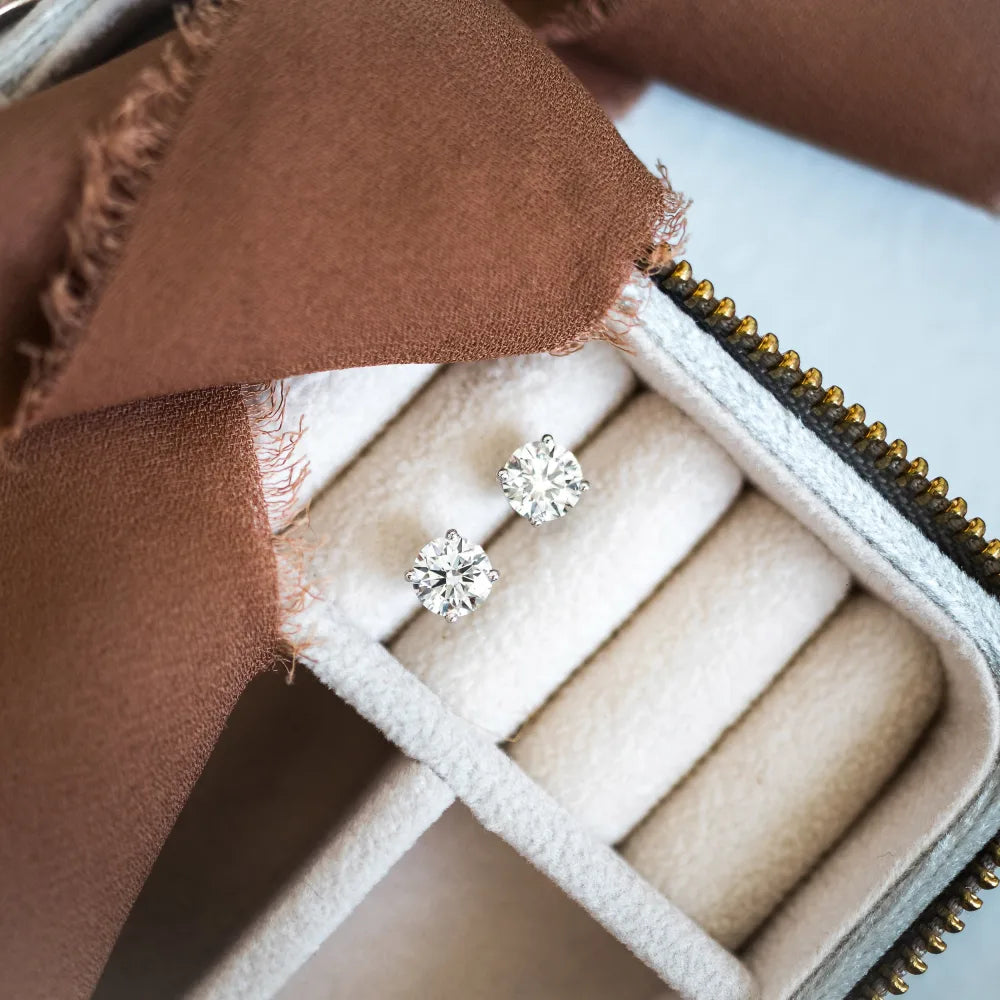 Round Lab Grown Diamond Stud Earring, EF Color, VS Clarity, IGI Certified