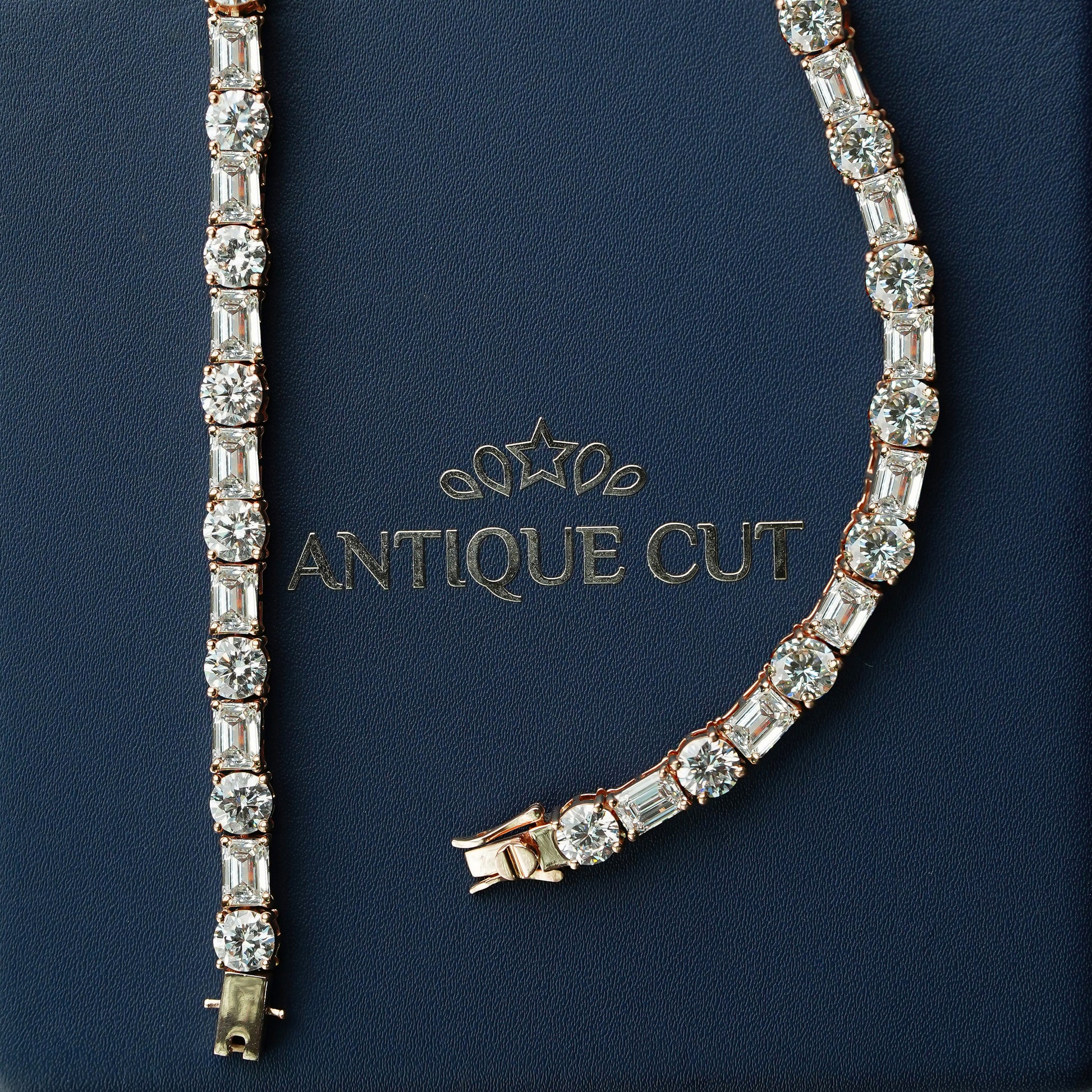 Emerald And Round 80.00tcw Lab Grown Diamond Tennis Necklace, EF color, VS Clarity