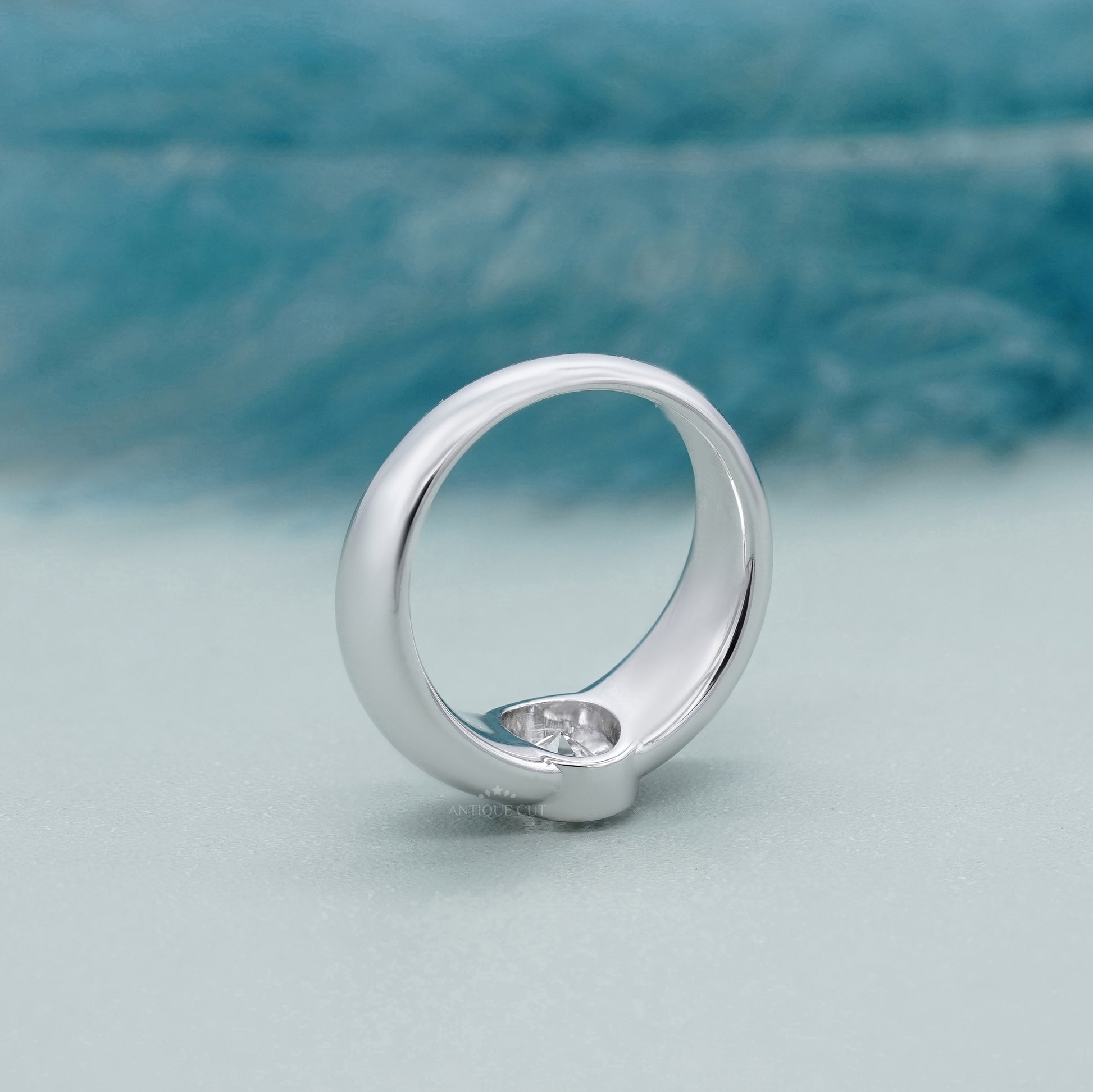 Oval 1.00ct Lab Grown Diamond Bezel Set Engagement Ring | White Gold | Modern Solitaire