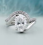 Oval bypass engagement ring with IGI certified lab grown diamond
