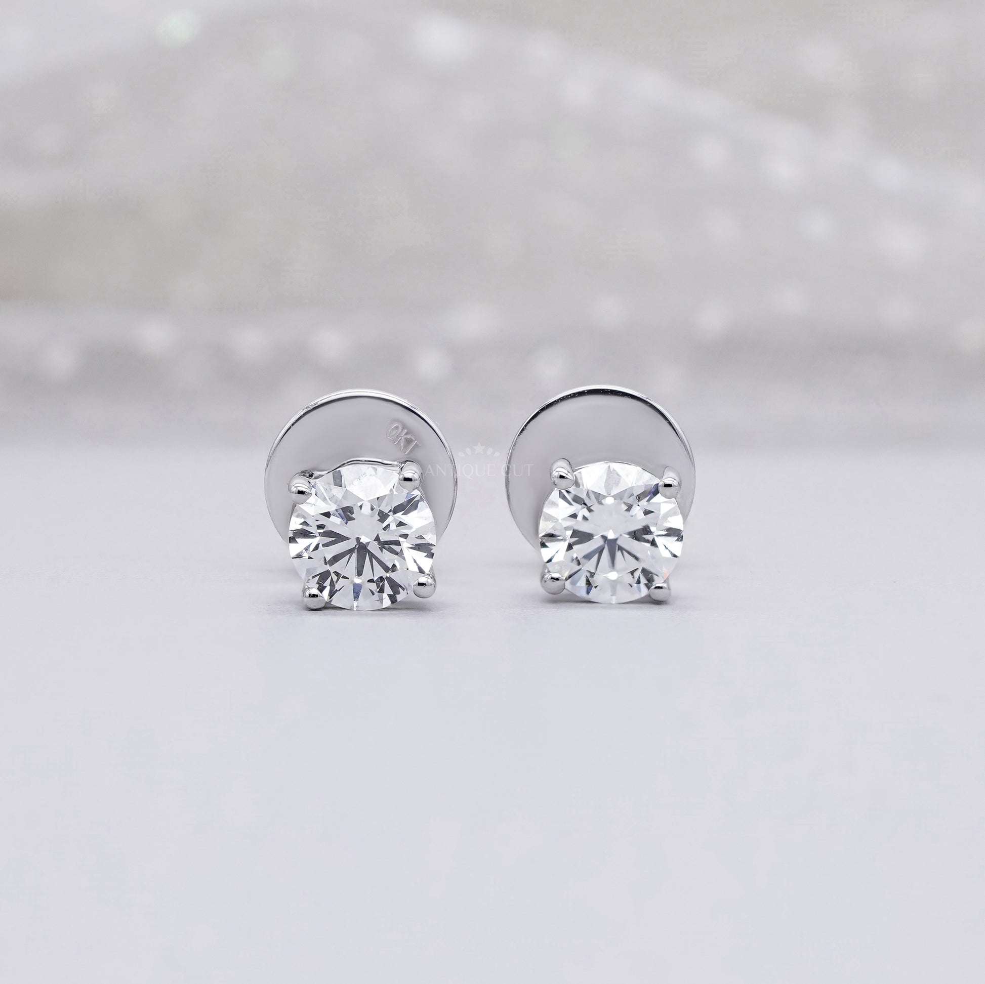 1.00tcw Round Lab Diamond Stud Earrings | Classic White Gold Solitaire Setting
