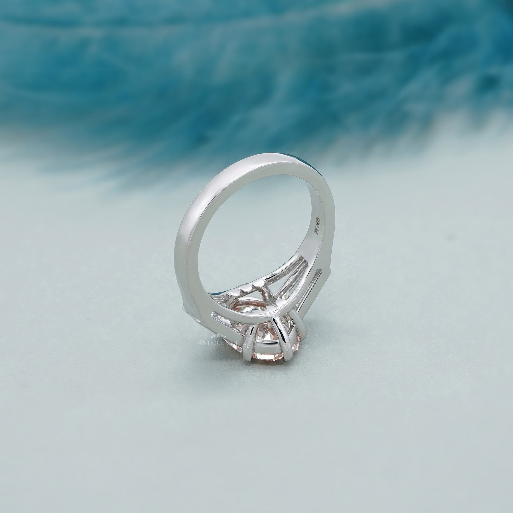 Oval 3.80tcw Fancy Pink Lab Grown Diamond Three Stone Ring | IGI Certified