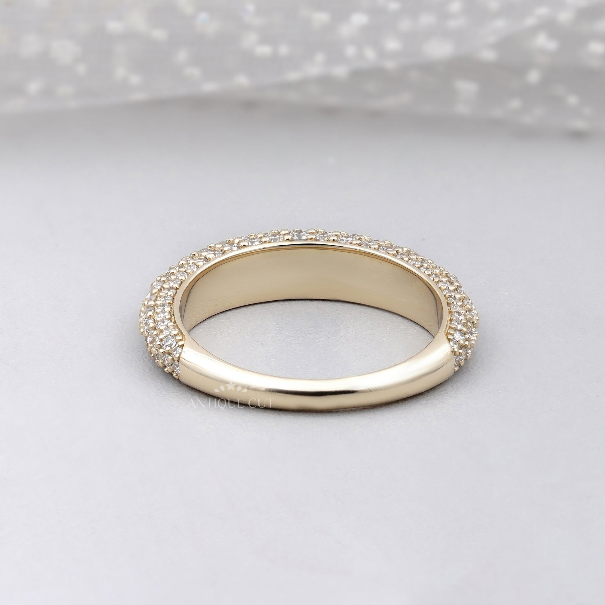 1.50tcw Diamond Pave Band | Solid Gold | Three-Row Round Diamonds | Classic Wedding or Anniversary Ring