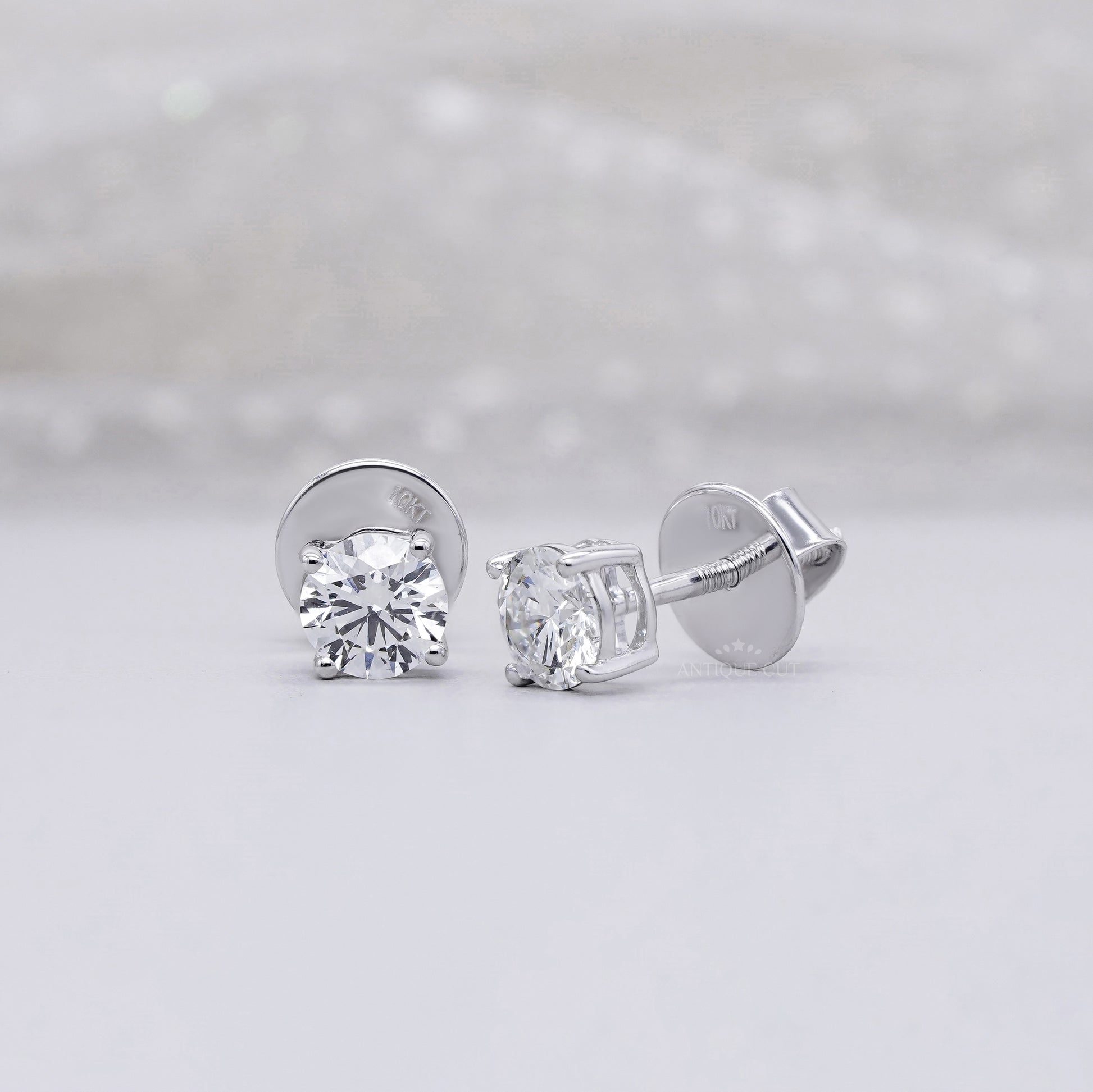 1.00tcw Round Lab Diamond Stud Earrings | Classic White Gold Solitaire Setting