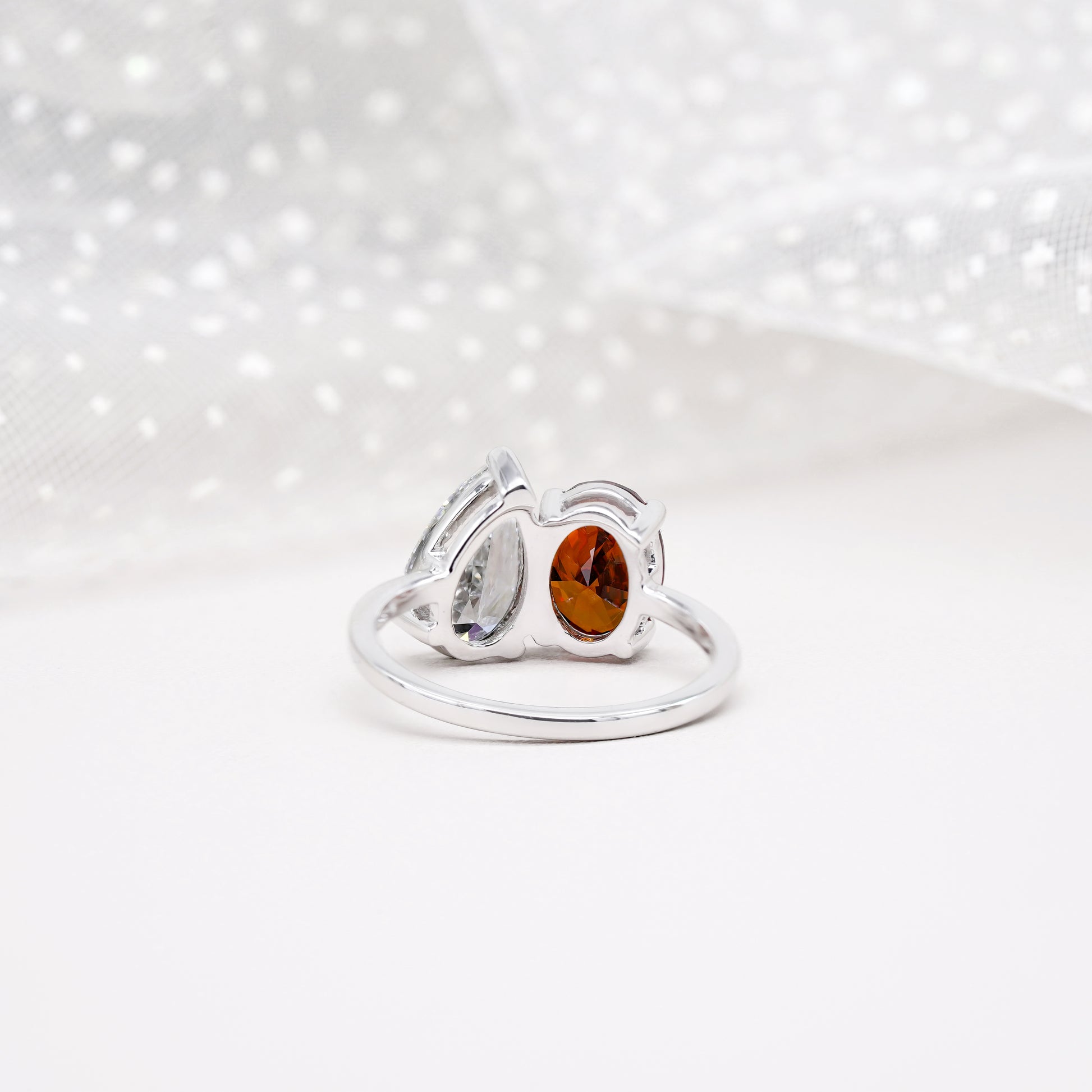 Oval Fancy Red And Pear 3.00tcw Lab Diamond Toi Et Moi Ring | IGI Certified VS Clarity