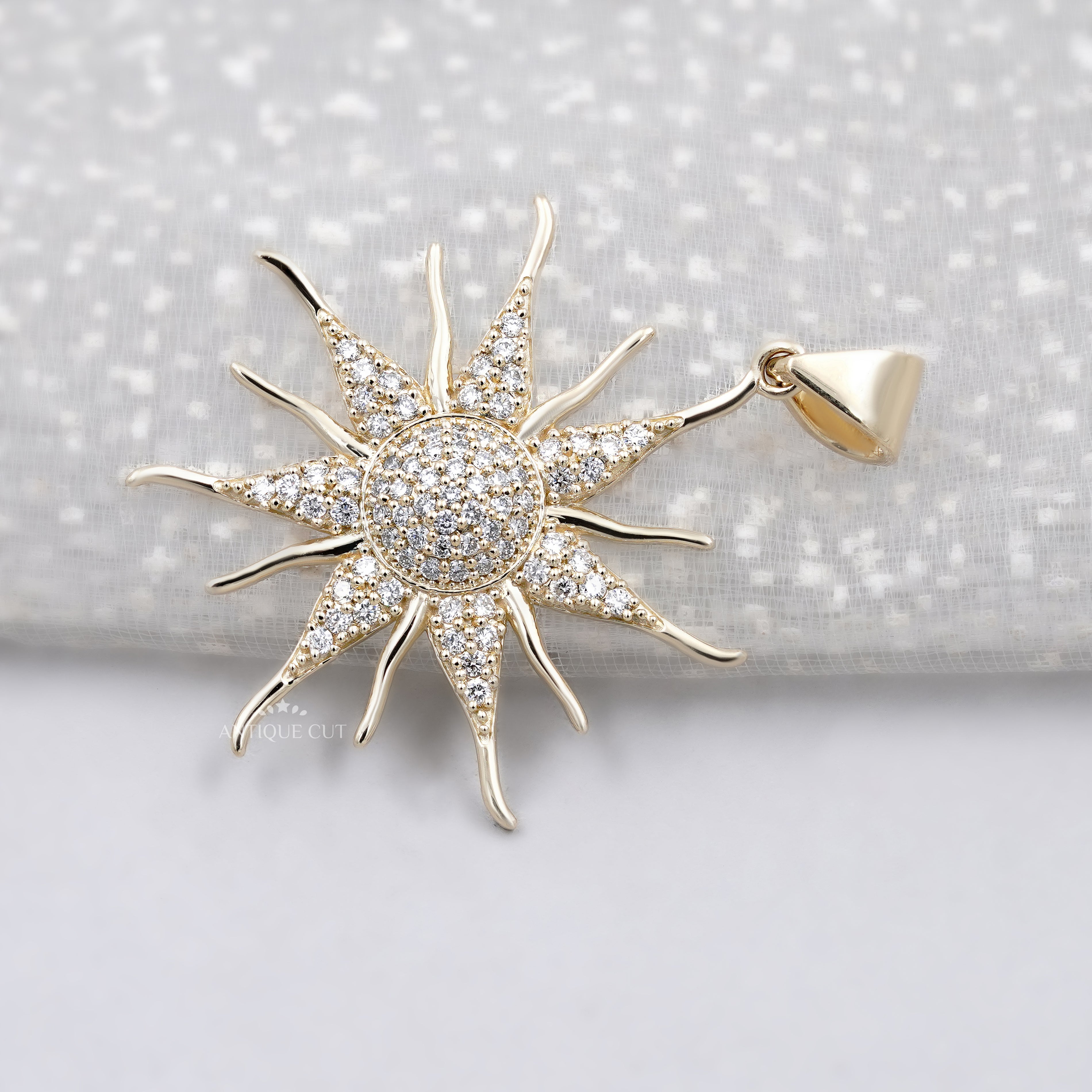 Lab grown diamond pendant with radiant sunburst style