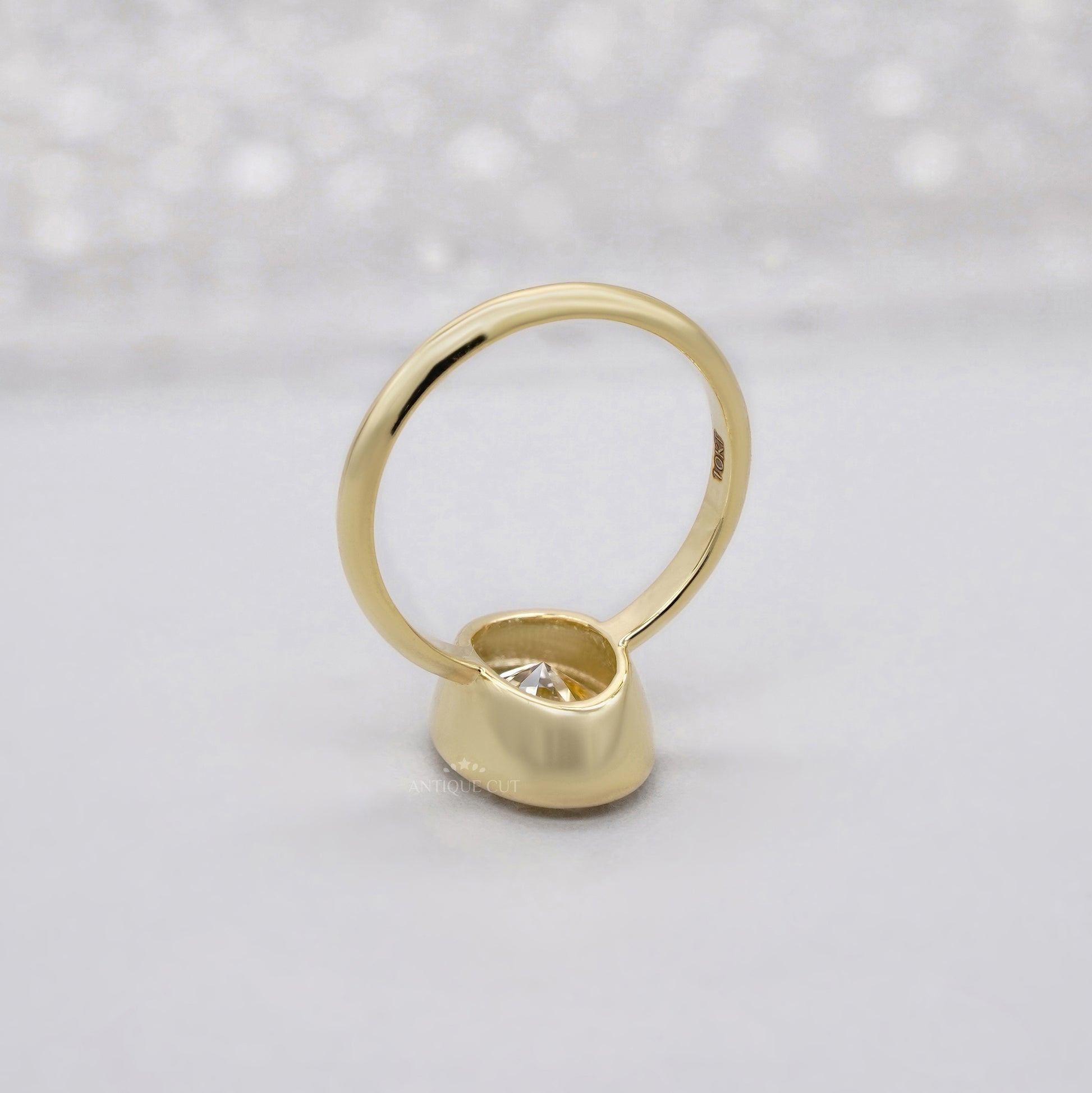 Oval 2.00ct Lab Grown Diamond Bezel Set Engagement Ring in Yellow Gold | IGI Certified