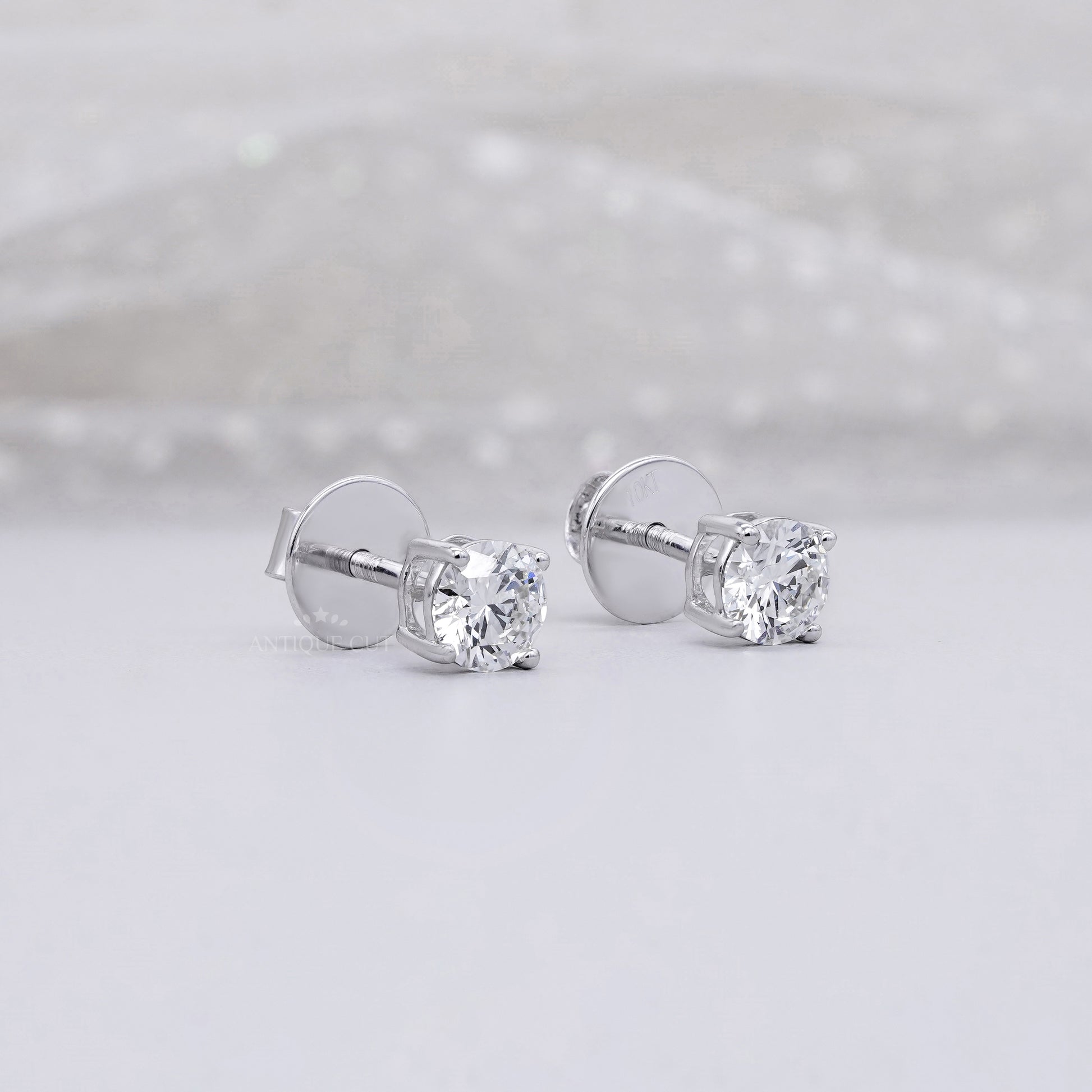 1.00tcw Round Lab Diamond Stud Earrings | Classic White Gold Solitaire Setting