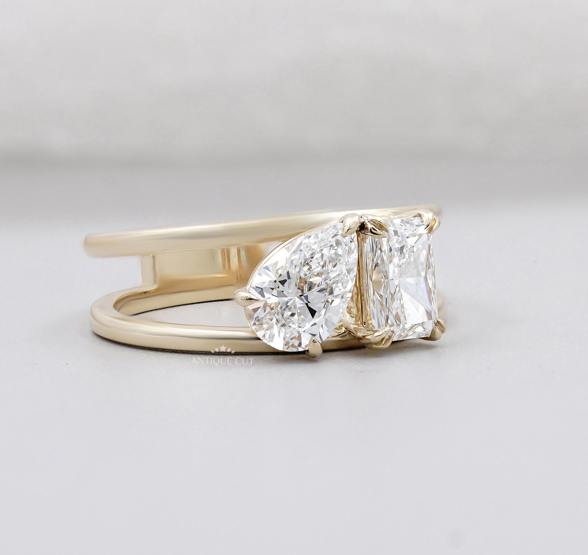 Pear Radiant Toi Et Moi Diamond Engagement Ring
