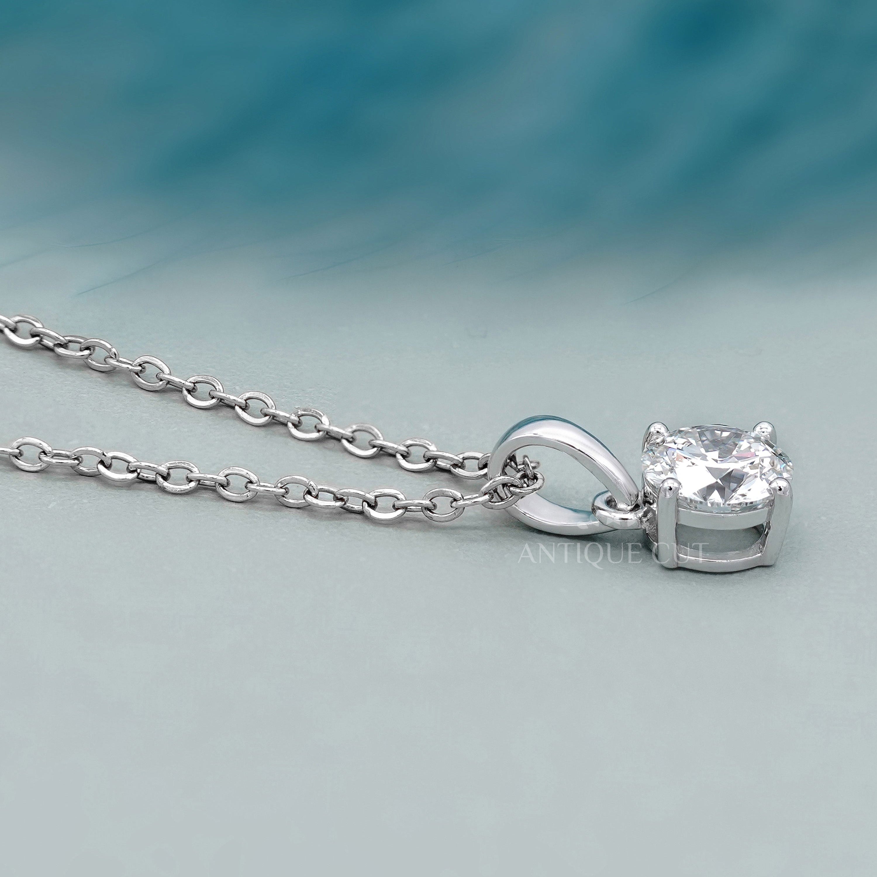 Antiquecut round diamond pendant necklace