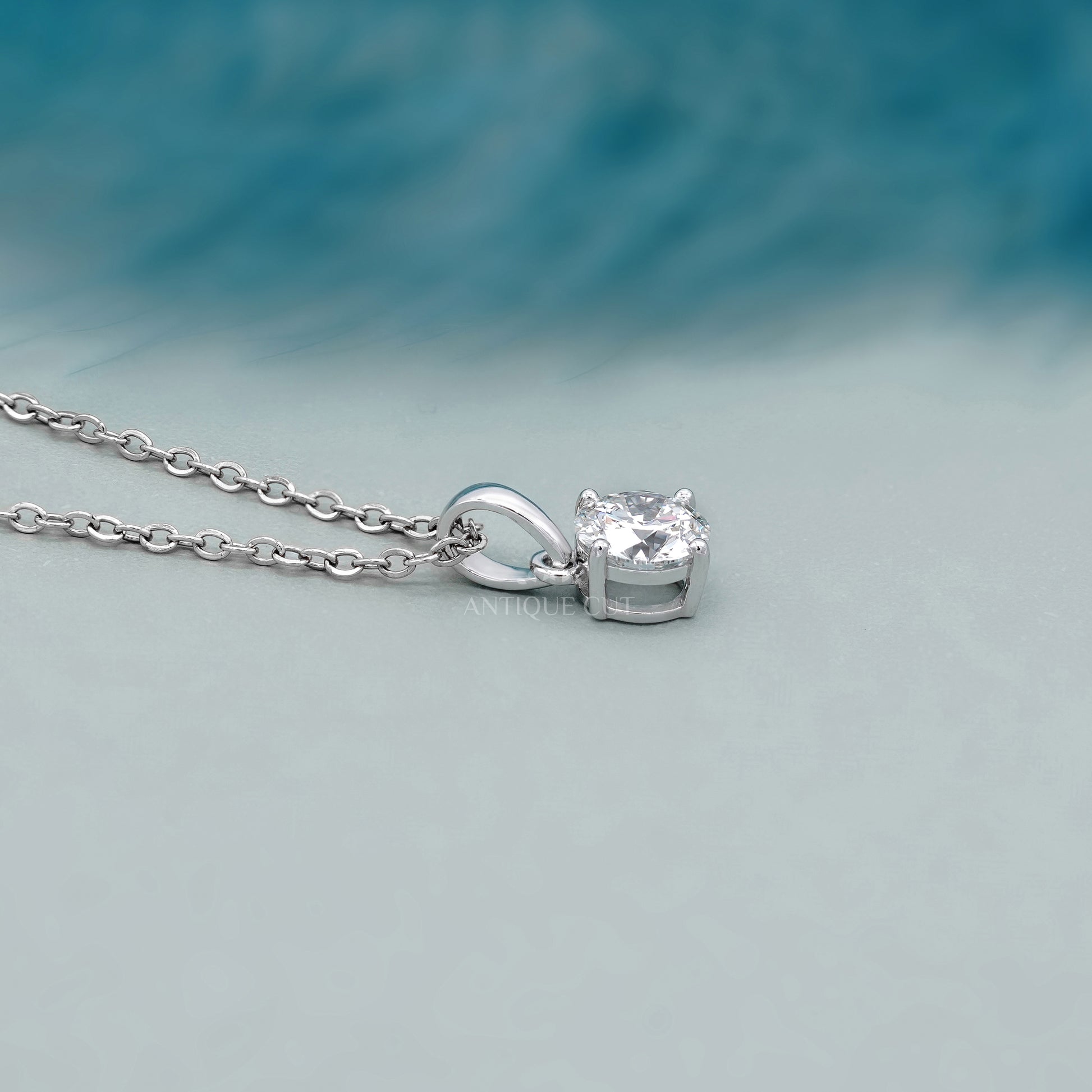 2.00 Carat Round Diamond Pendant Necklace | Classic Solitaire Diamond Necklace | 14K White Gold Prong Set