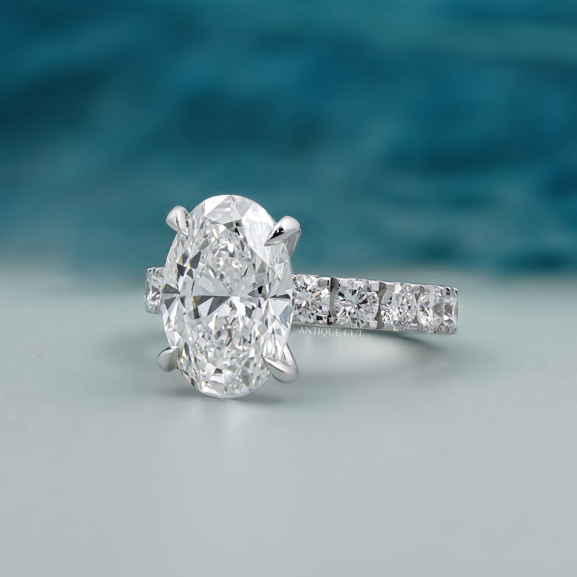 Lab grown oval diamond ring with prong setting