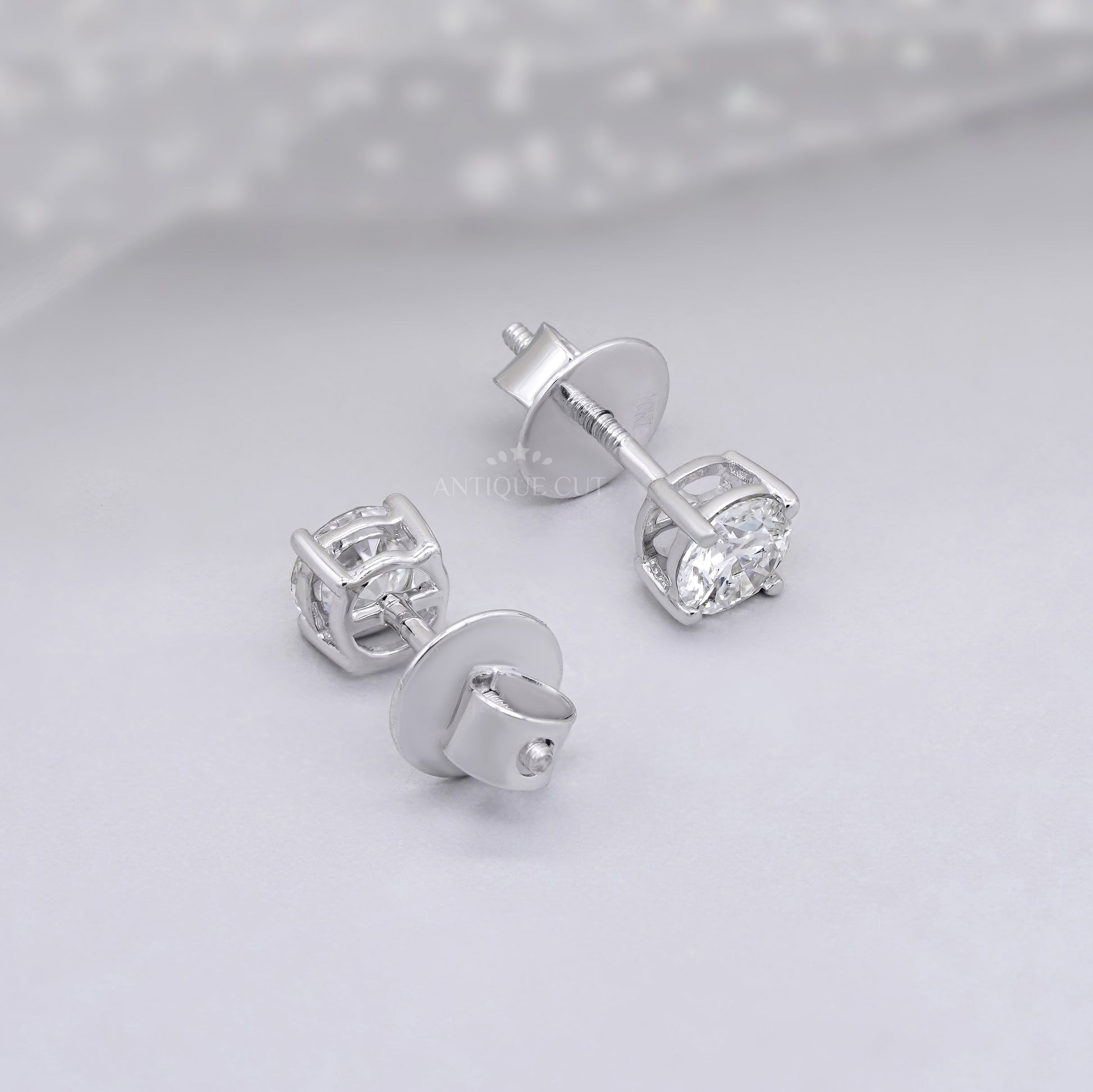 1.00tcw Round Lab Diamond Stud Earrings | Classic White Gold Solitaire Setting