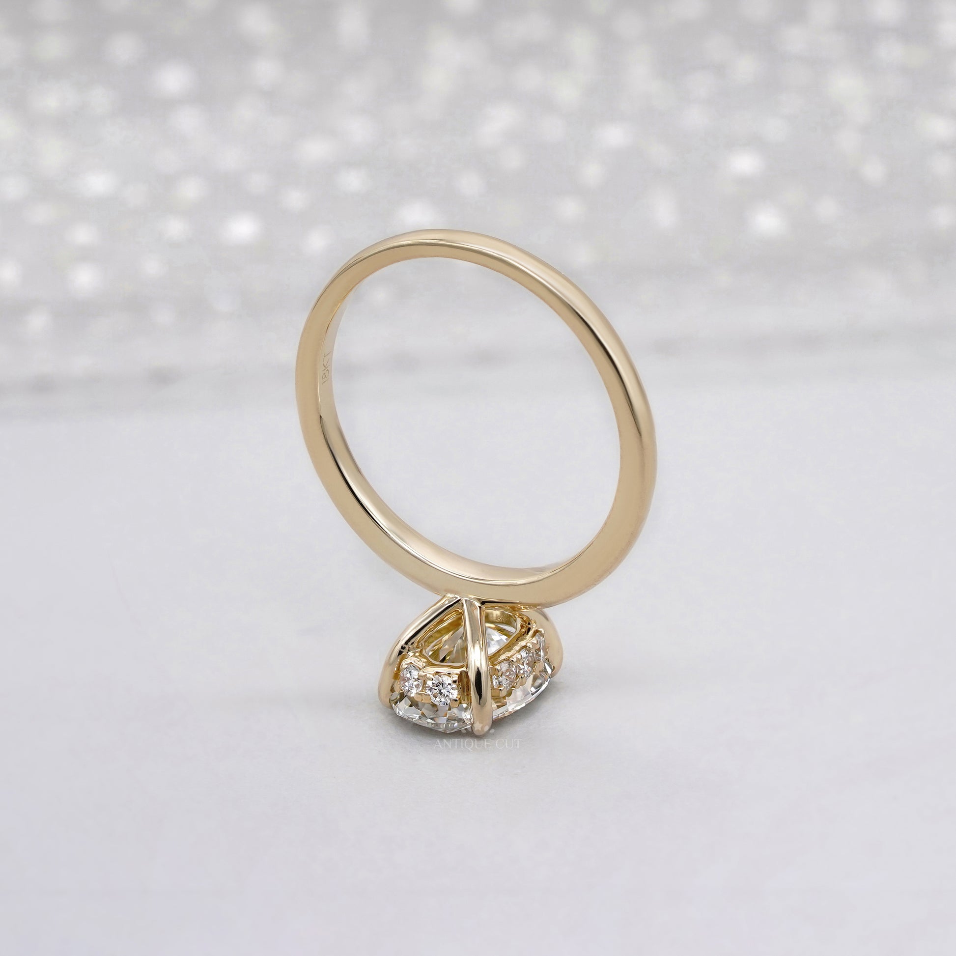 2.20tcw Oval Lab-Grown Diamond Engagement Ring | 2.00ct Center + Hidden Halo Side Stones | 14K Yellow Gold | IGI Certified