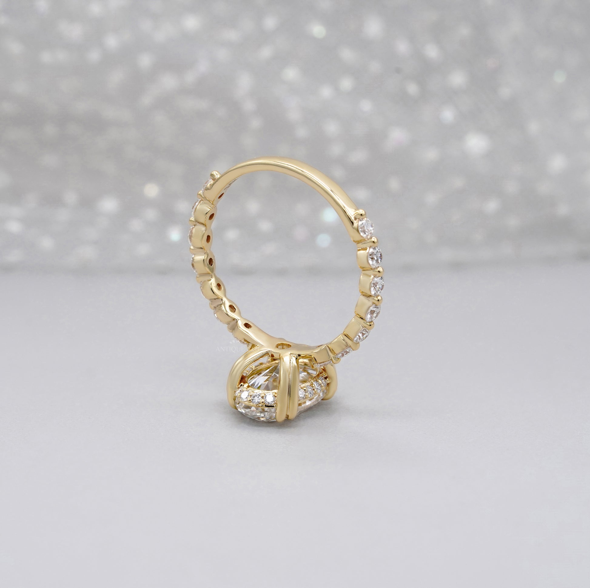 Oval 3.00tcw Lab Grown Diamond Engagement Ring | 2.40ct Oval Center + 0.60ct Side Stones | IGI Certified | Yellow Gold