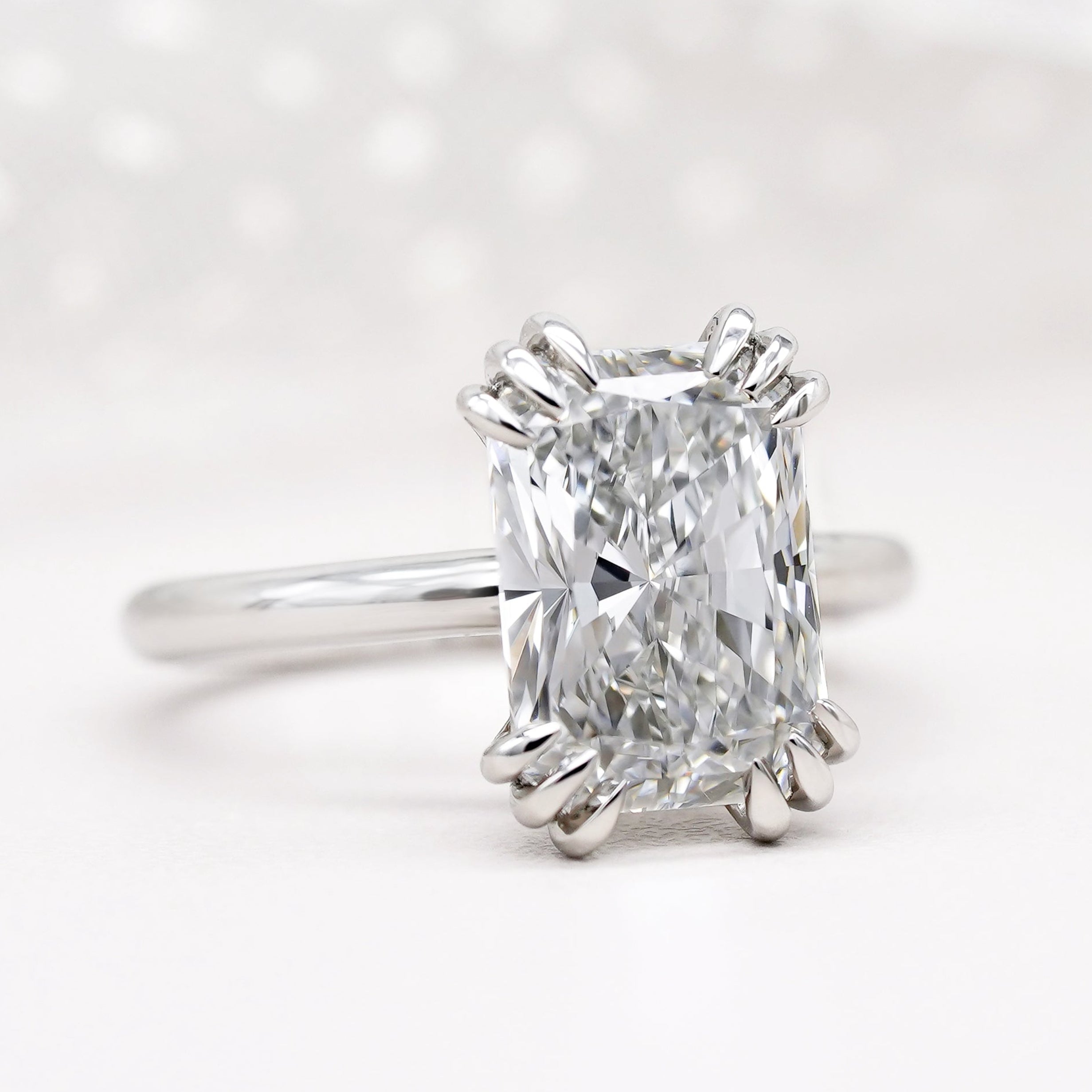 Lab grown radiant cut diamond solitaire engagement ring