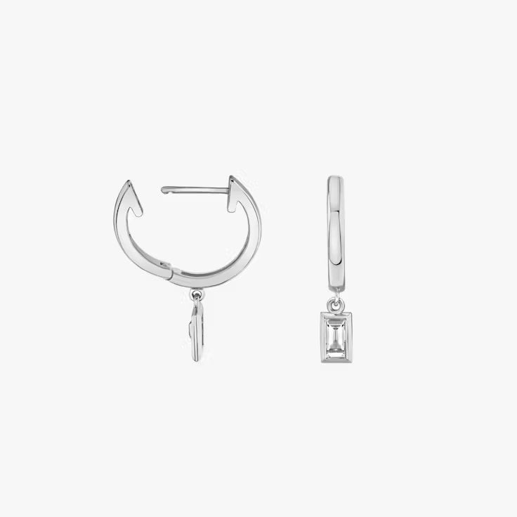 Knife-Edge Bezel Drop Huggie Hoop