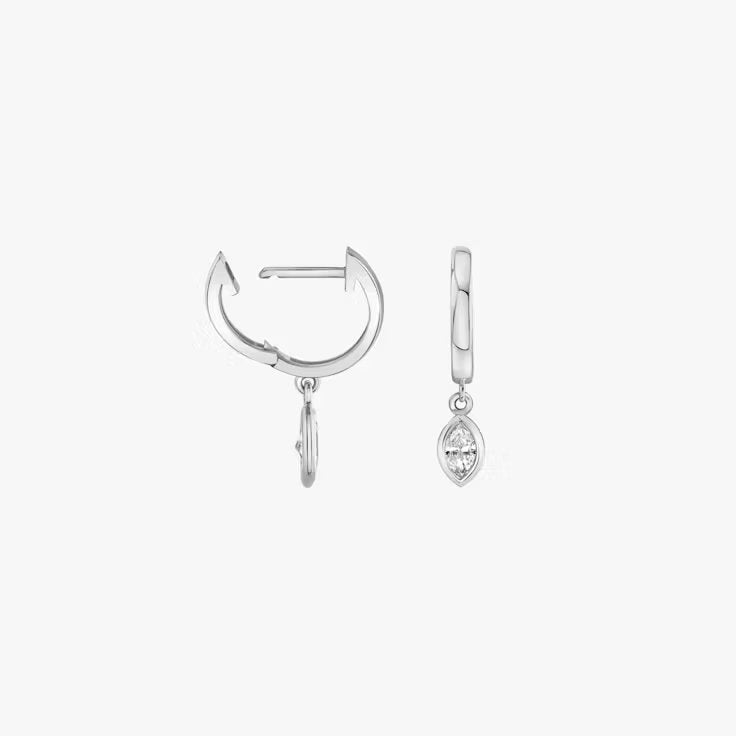 Knife-Edge Bezel Drop Huggie Hoop