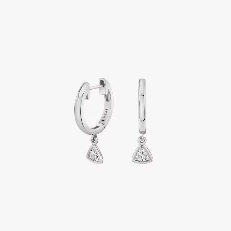 Knife-Edge Bezel Drop Huggie Hoop