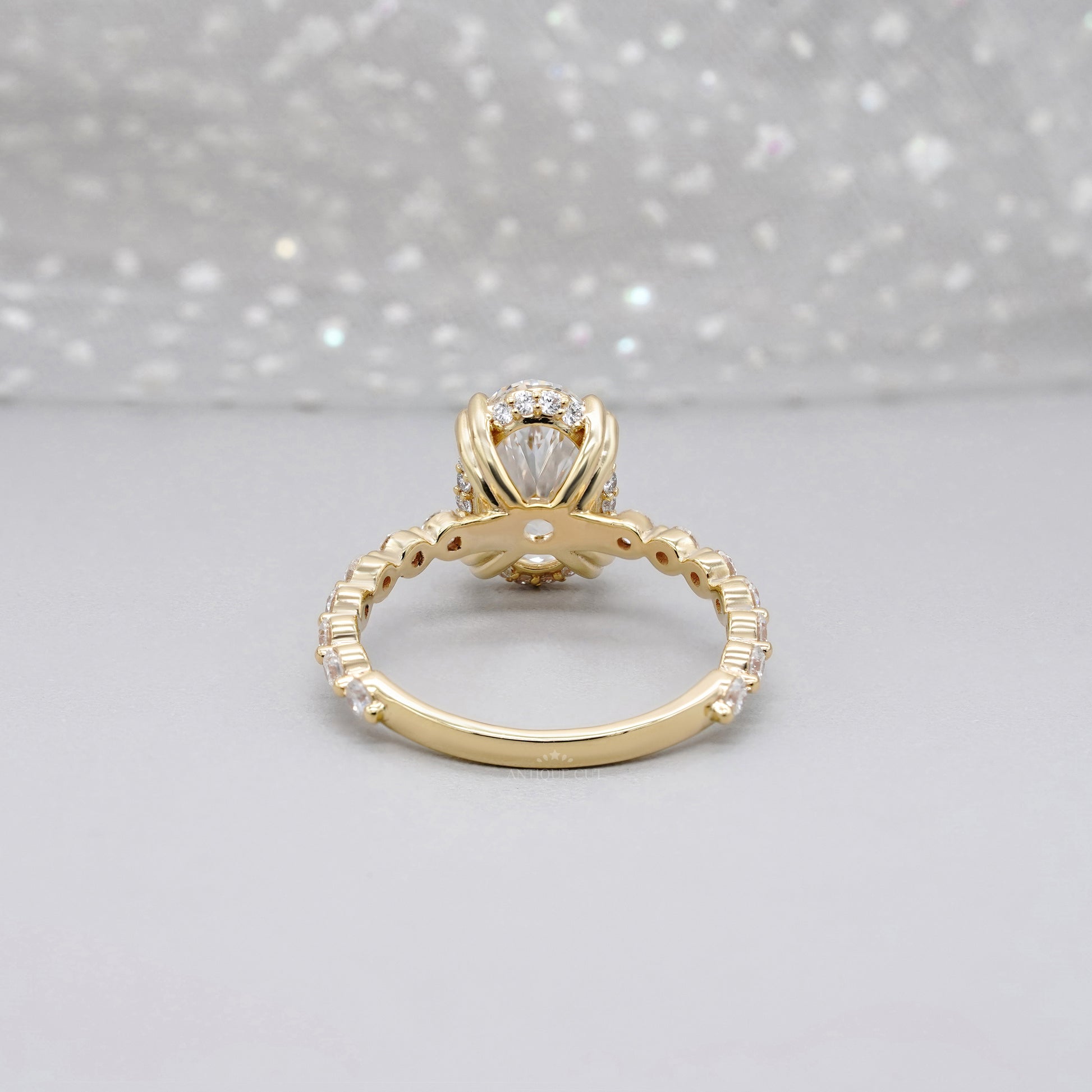 Oval 3.00tcw Lab Grown Diamond Engagement Ring | 2.40ct Oval Center + 0.60ct Side Stones | IGI Certified | Yellow Gold