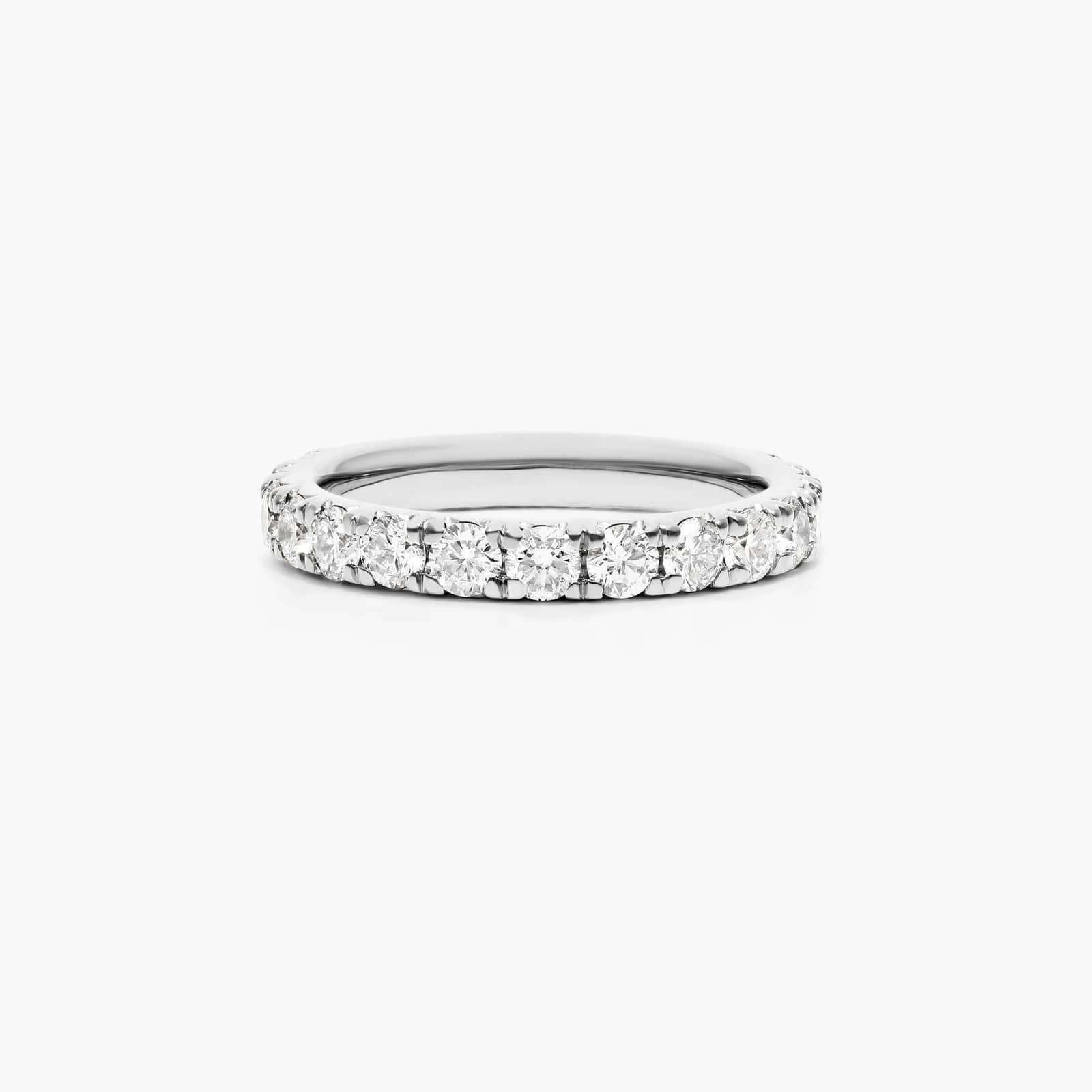 14K White Gold French Pavé Lab Created Diamond Eternity Ring