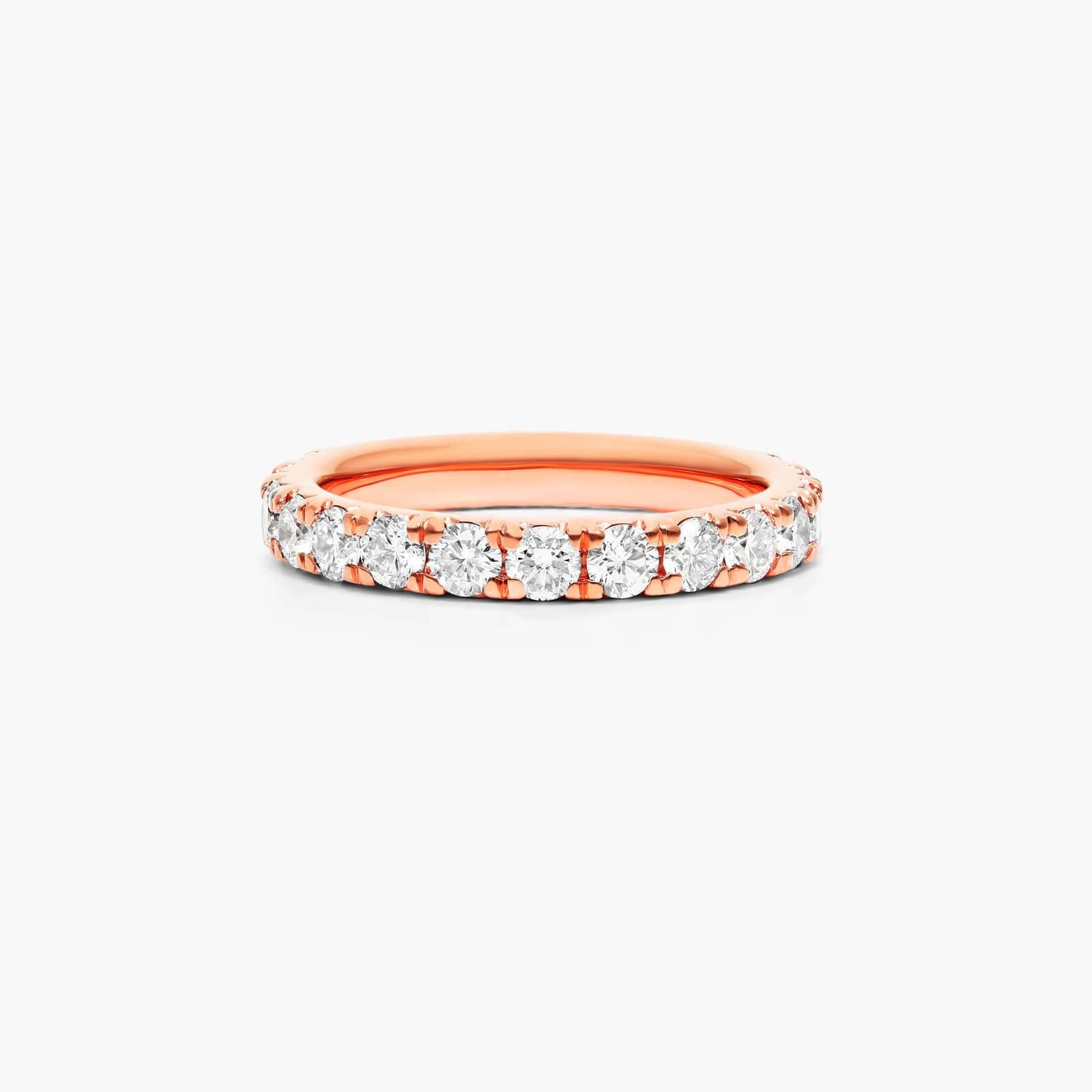 14K White Gold French Pavé Lab Created Diamond Eternity Ring