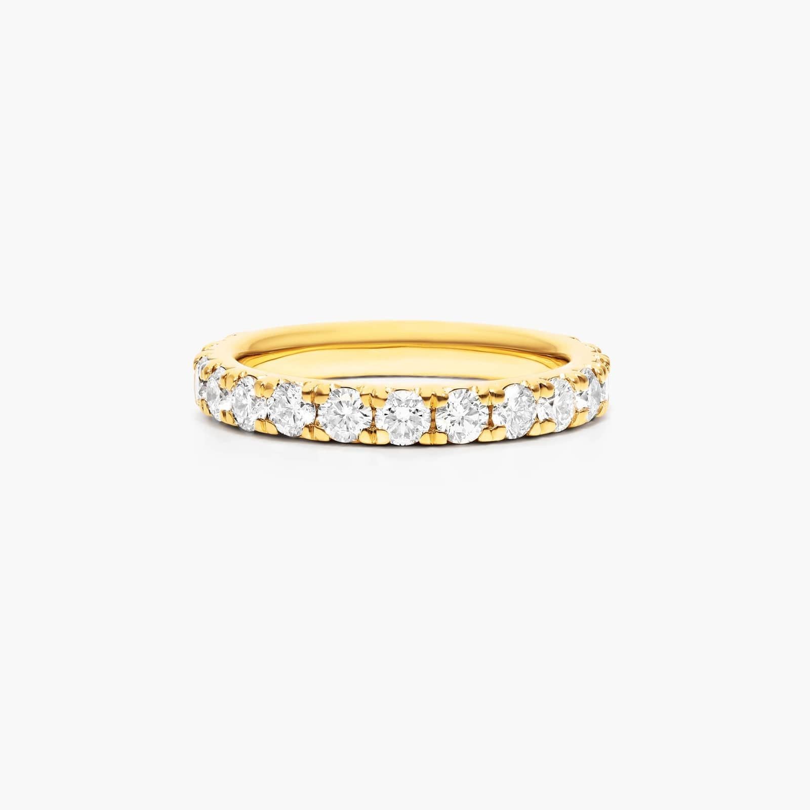 Bague d'éternité en diamant créé en laboratoire pavé français en or blanc 14 carats