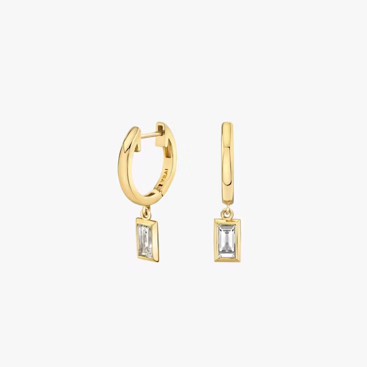 Knife-Edge Bezel Drop Huggie Hoop