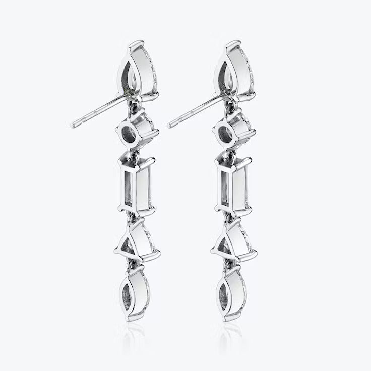 Multi Shape Lab Grown Diamond  Drop Earring, EF Color, VS Clarity, IGI Certified