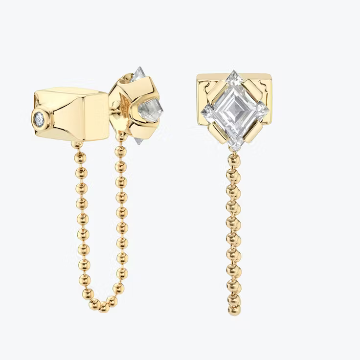 Lozenge Lab Grown Diamond Connected Earring, EF Color, VS Clarity, IGI Certified