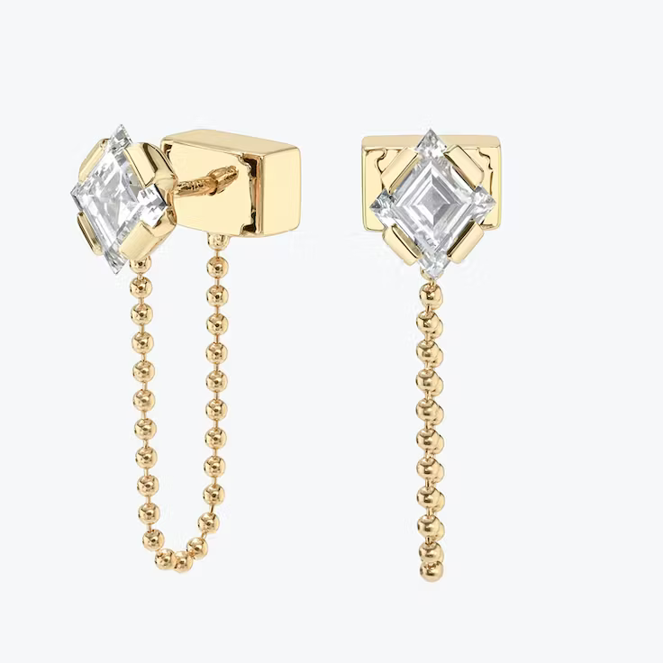 Lozenge Lab Grown Diamond Connected Earring, EF Color, VS Clarity, IGI Certified