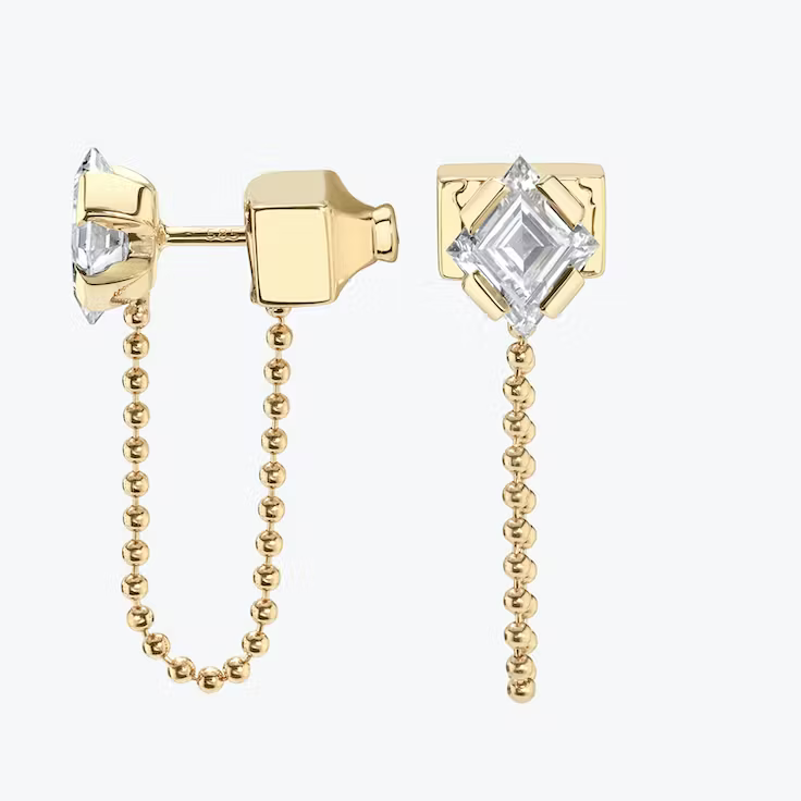 Lozenge Lab Grown Diamond Connected Earring, EF Color, VS Clarity, IGI Certified