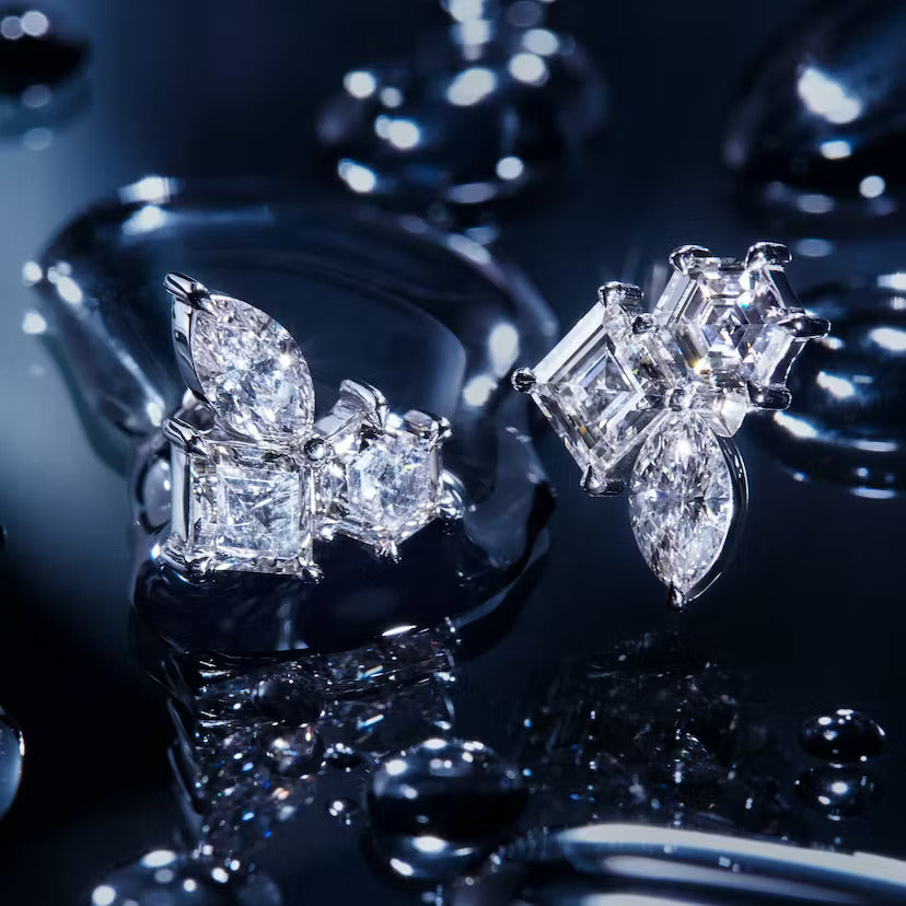 Multi Shape Lab Grown Diamond Screw back Studs Earrings, EF Color, VS Clarity, IGI Certified