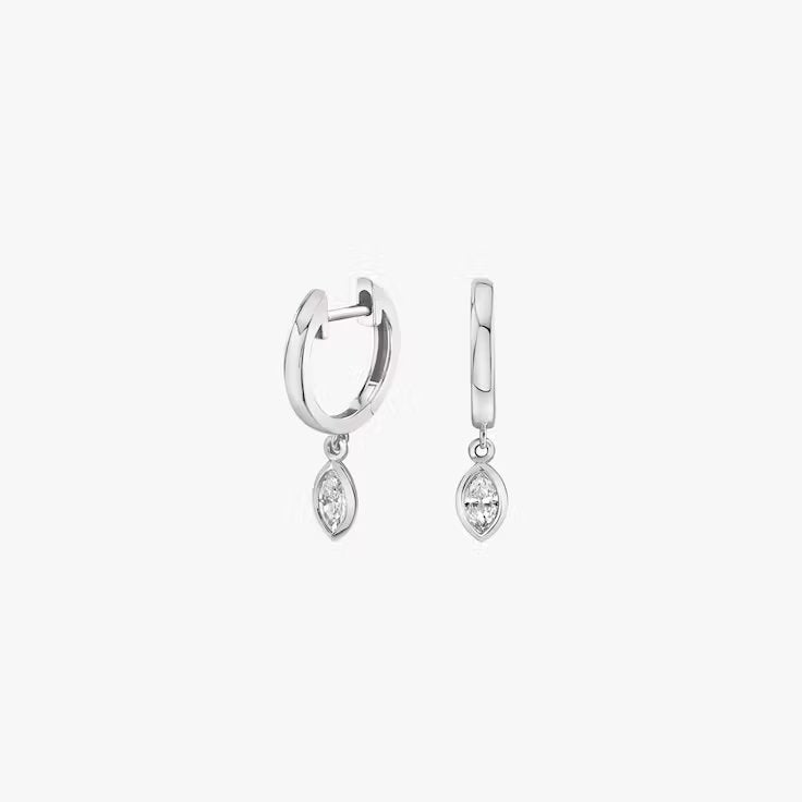 Knife-Edge Bezel Drop Huggie Hoop