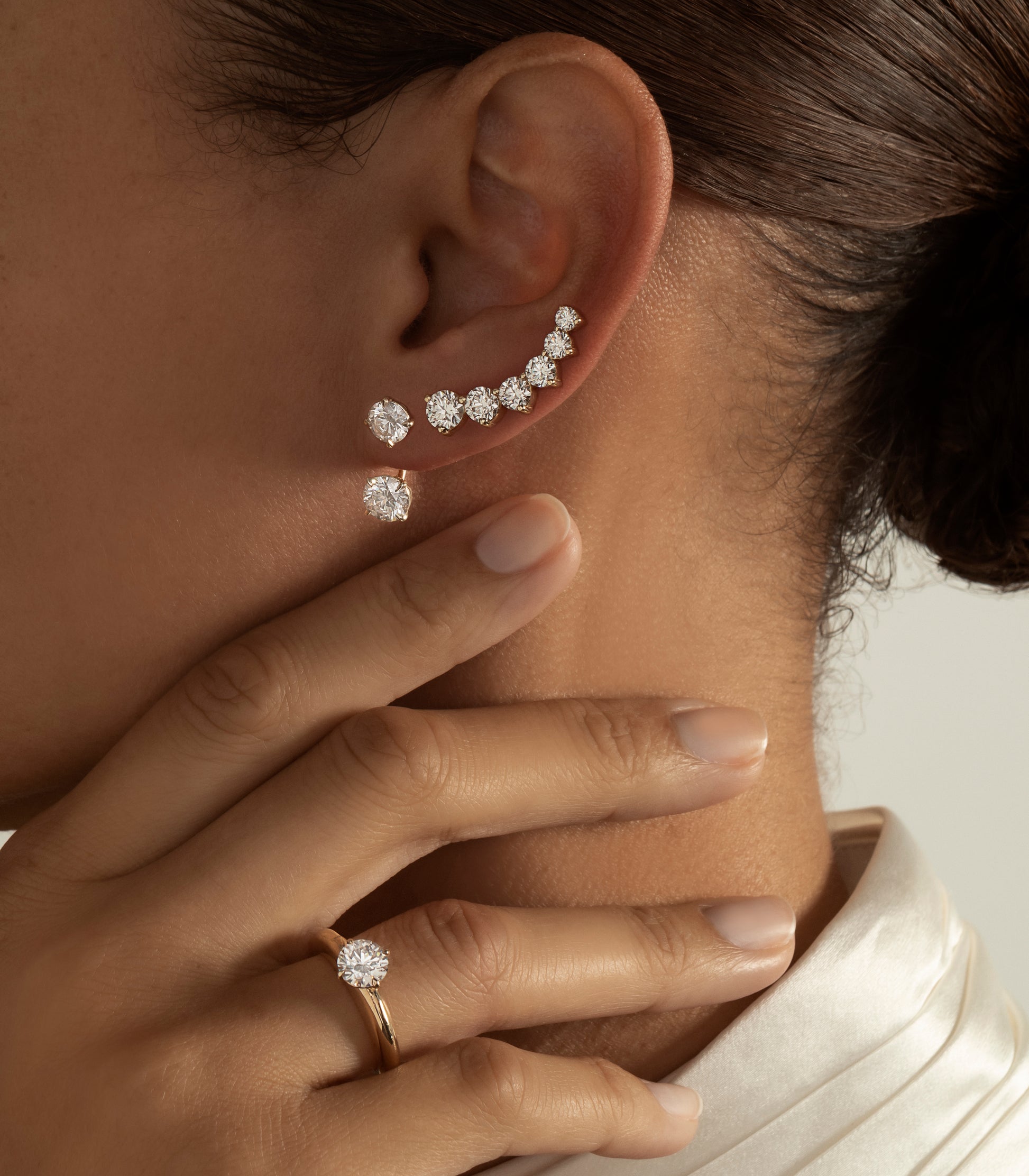 Antique Cut Solitaire Drop Ear Jacket
