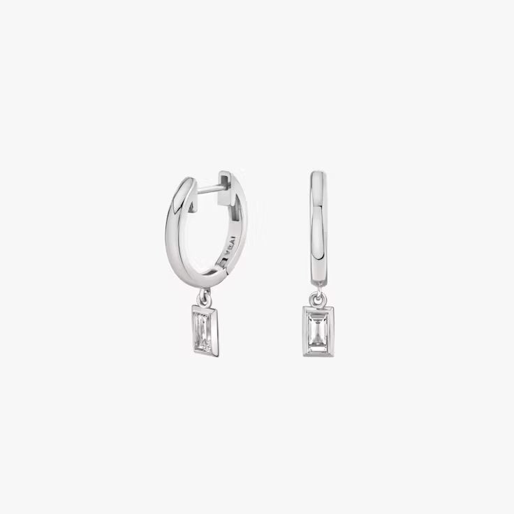 Knife-Edge Bezel Drop Huggie Hoop