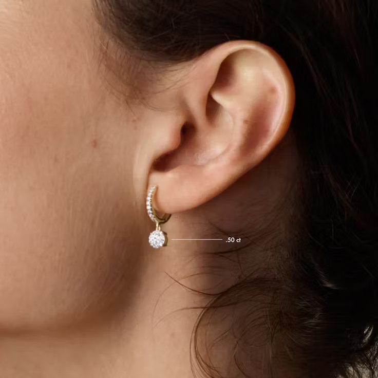 Solitaire Drop Huggie Hoop