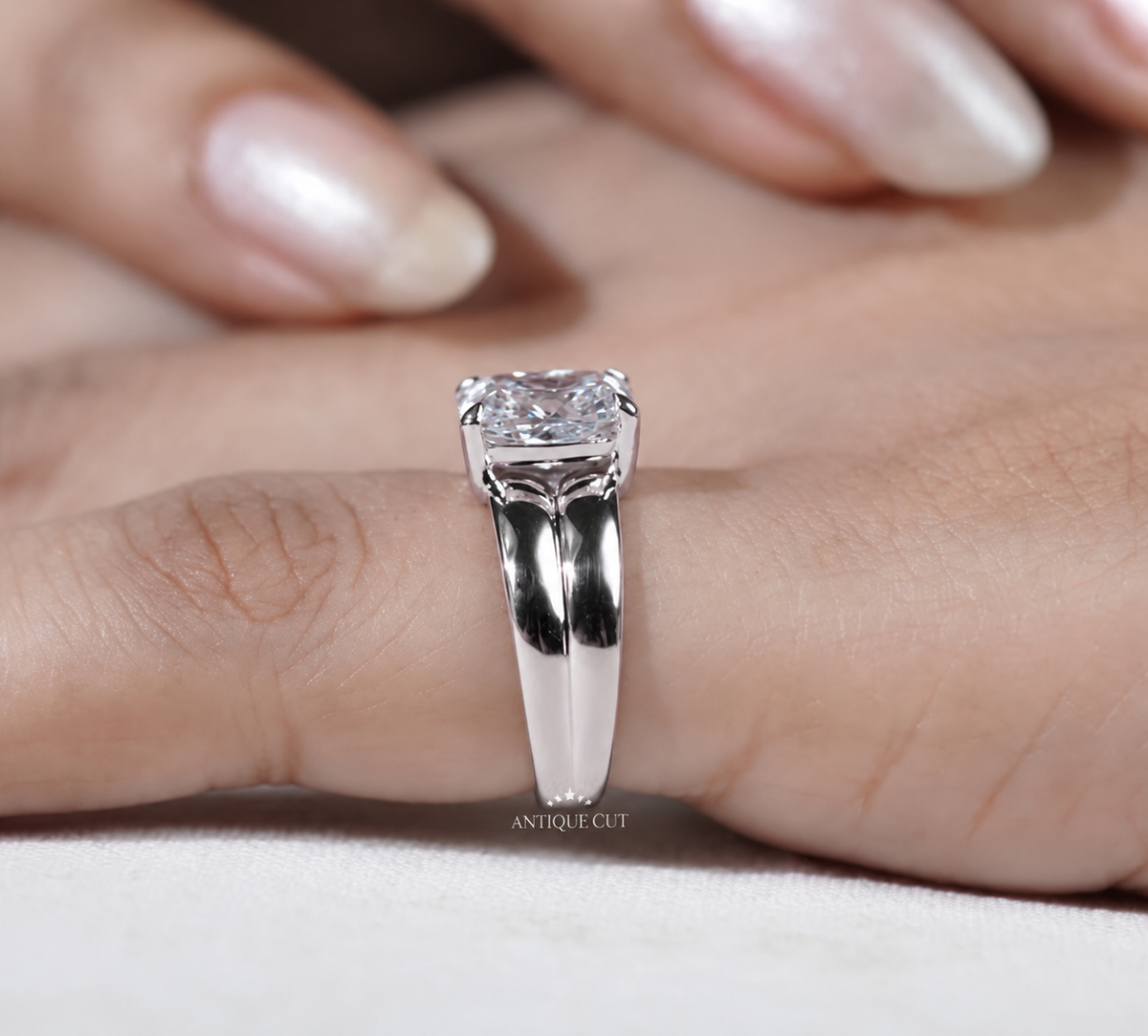 2.0 Carat Lab Grown Cushion Cut Solitaire Engagement Ring