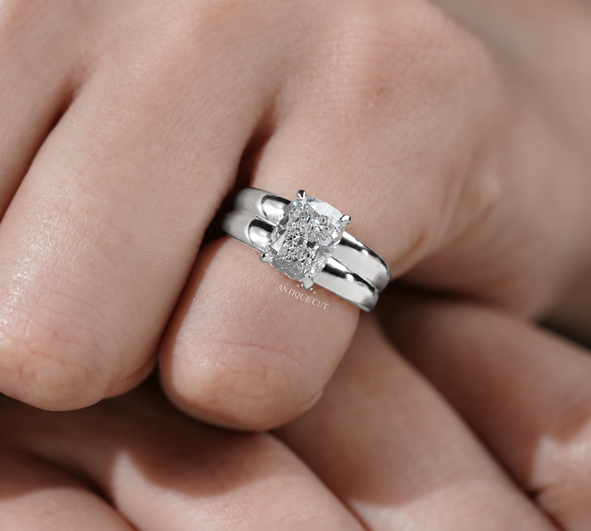 2.0 Carat Lab Grown Cushion Cut Solitaire Engagement Ring