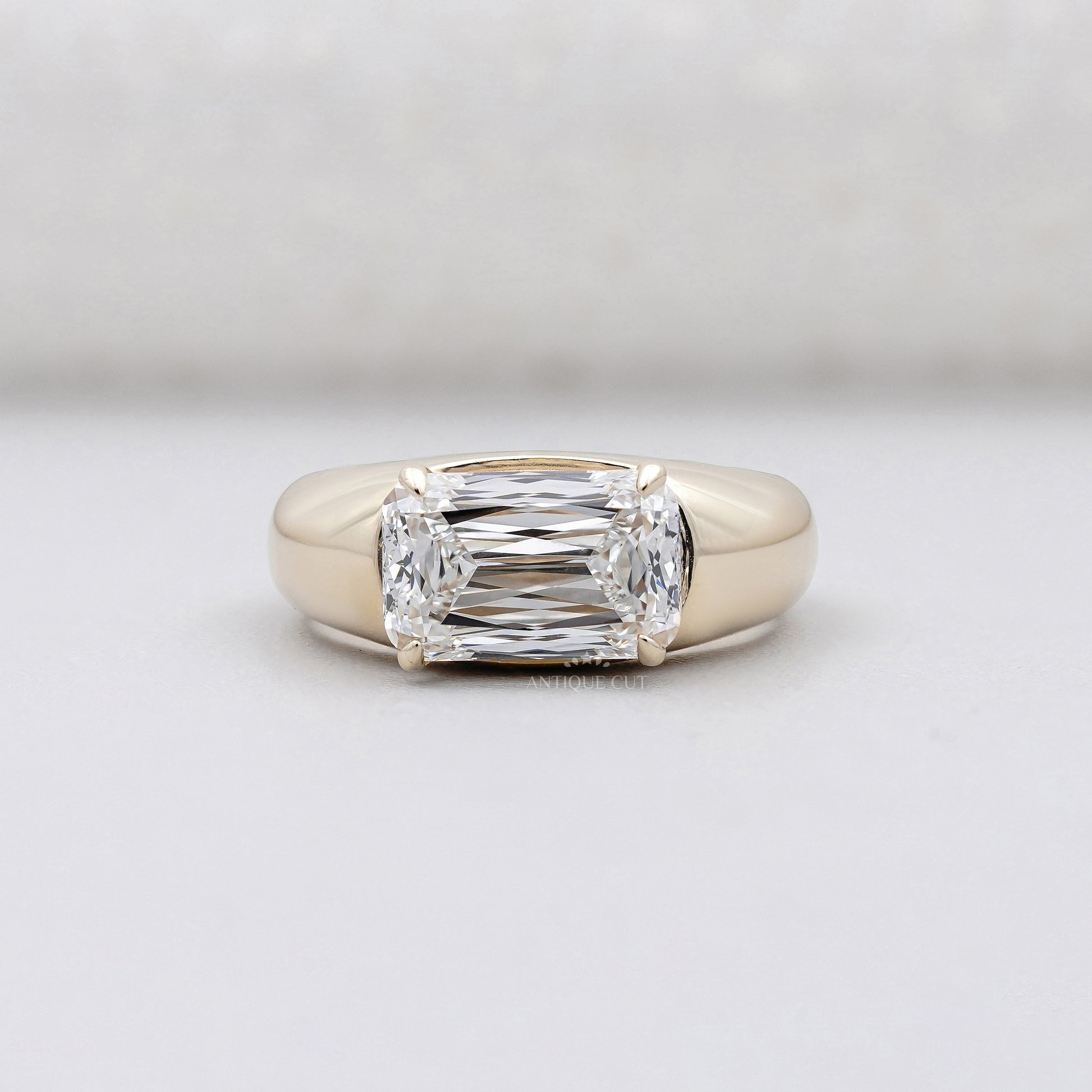3.00ct Cushion Cut Engagement Ring • Gold Cushion Solitaire • Modern 3ct Cushion Bridal Ring • Timeless Gold Engagement Ring