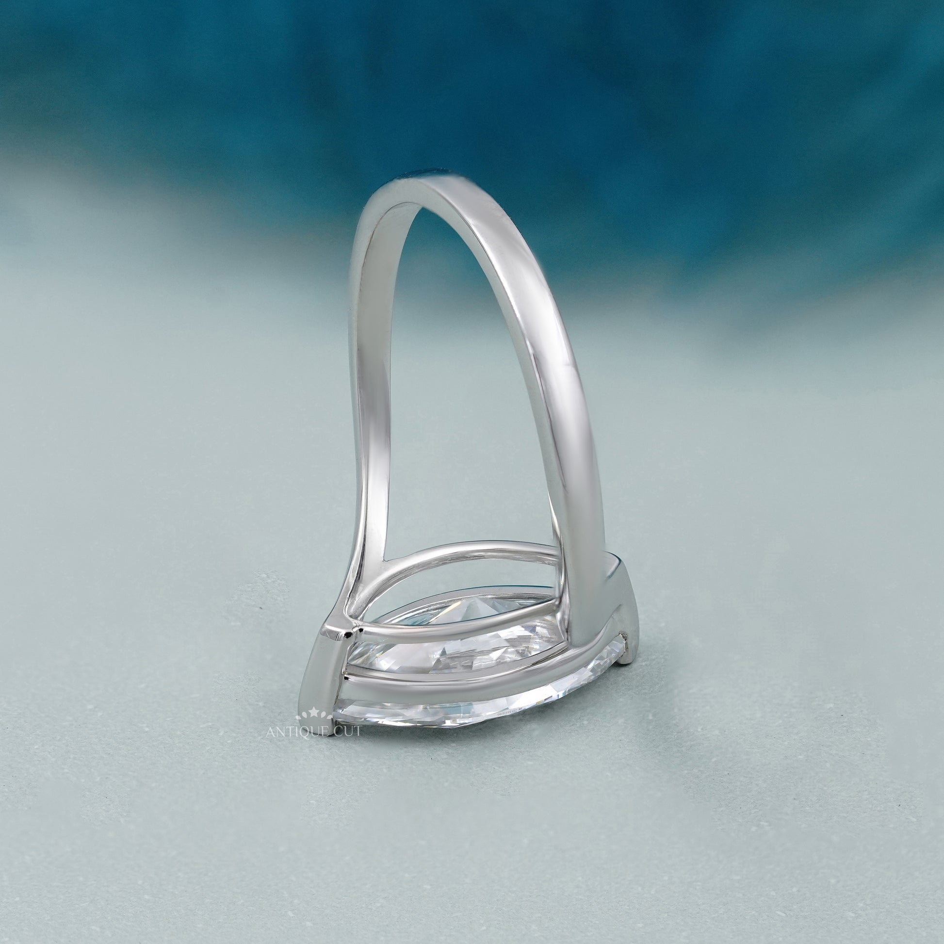 Bypass Setting Marquise Cut Engagement Ring | Solitaire Diamond V-Prongs in Yellow Gold