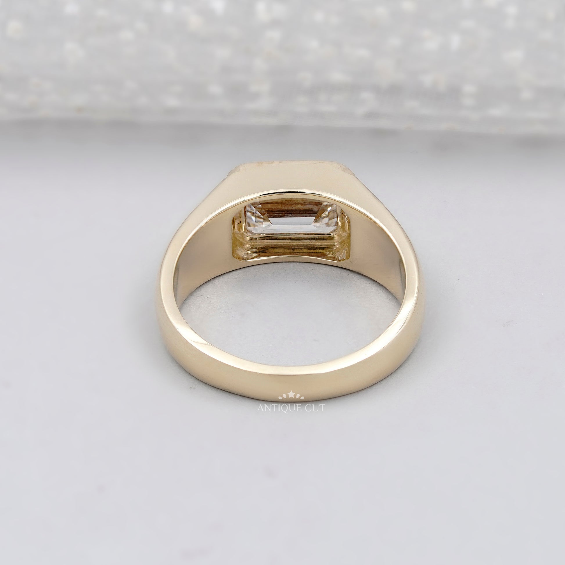 yellow gold emerald diamond solitaire ring